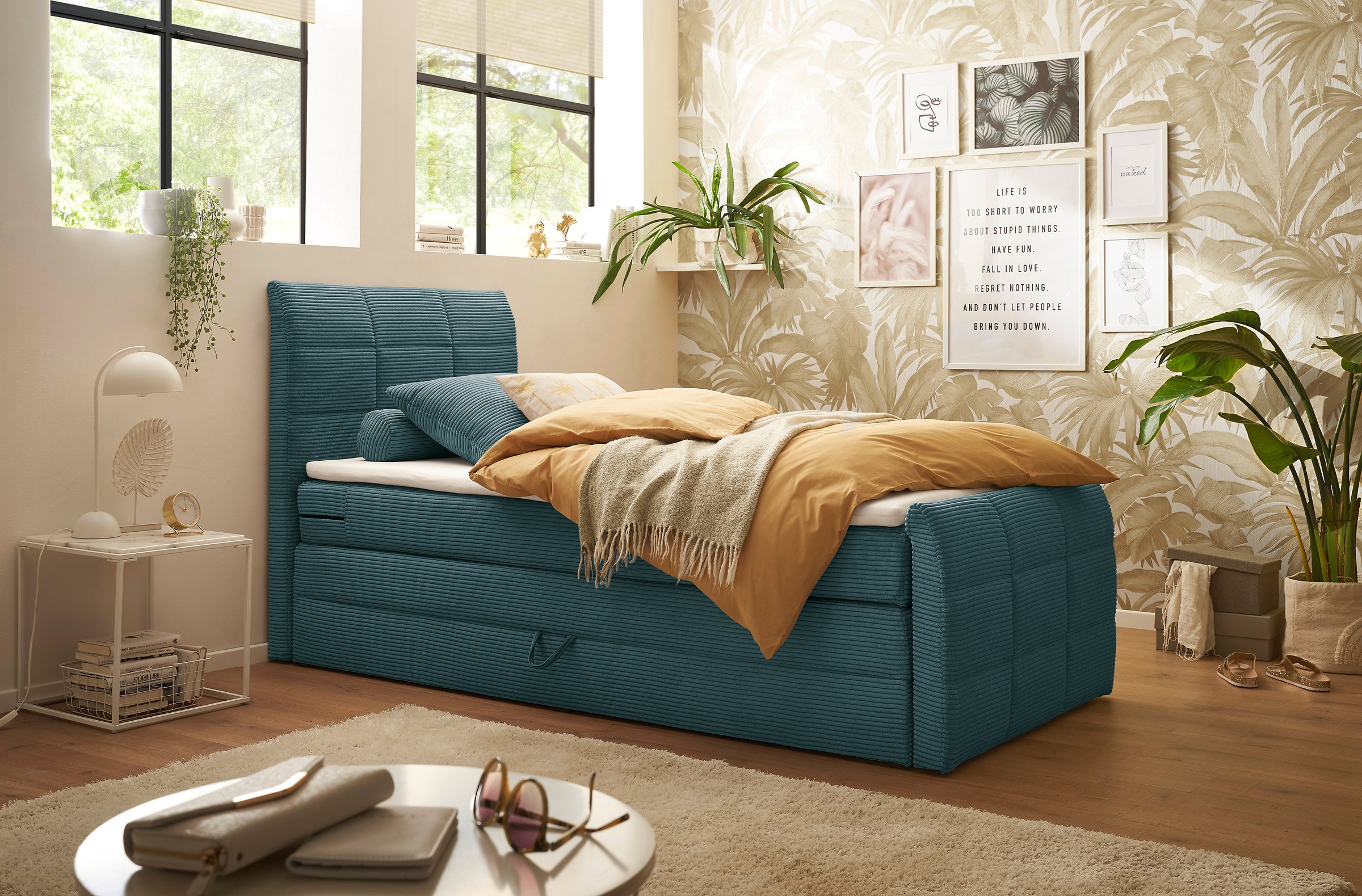 ED EXCITING DESIGN Boxspringbett "Bolivia", harte Seite mit Kokosmatte, wei günstig online kaufen