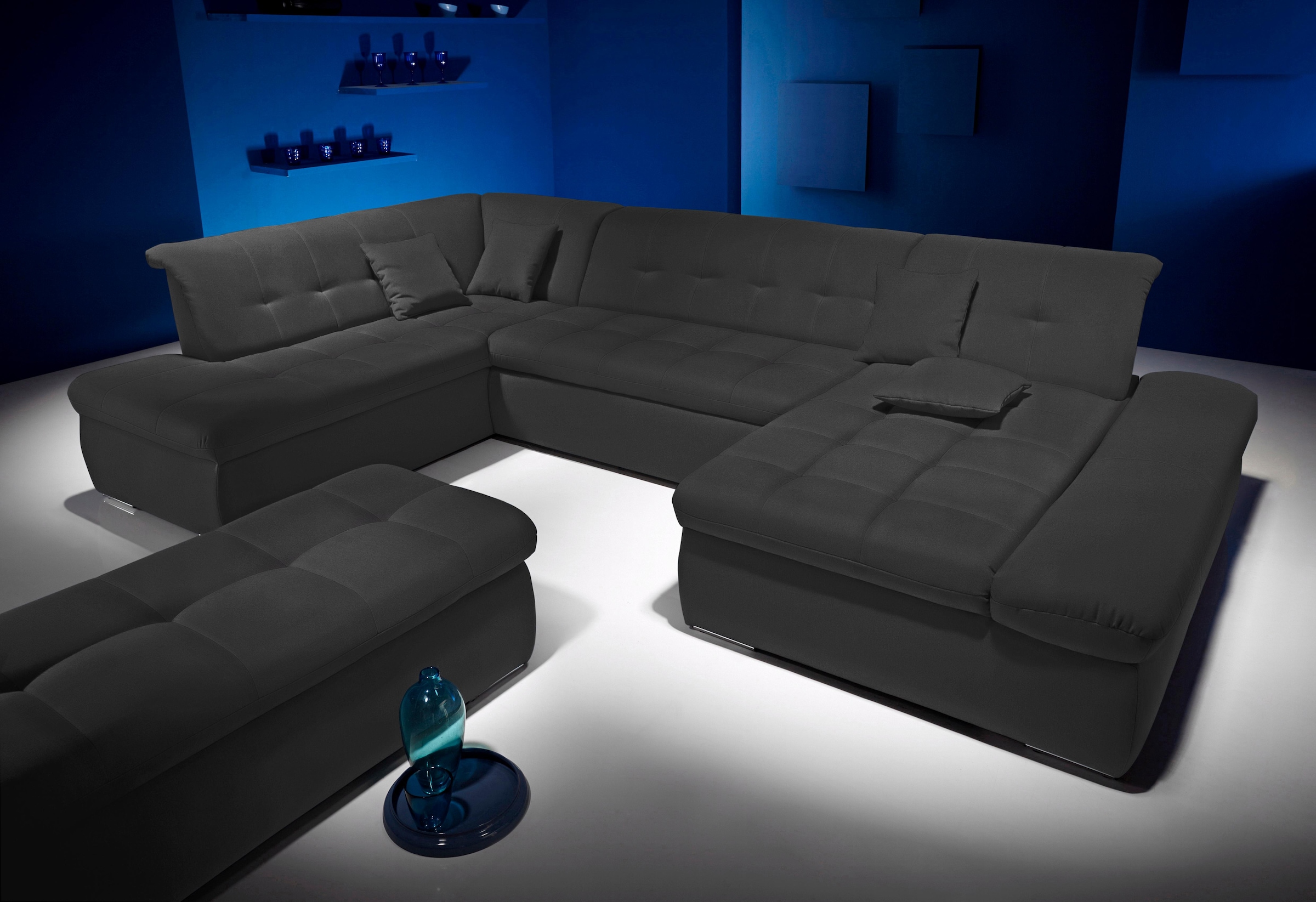 Home affaire Wohnlandschaft "U-Form" wahlweise mit Bett- und Armlehnfunktio günstig online kaufen
