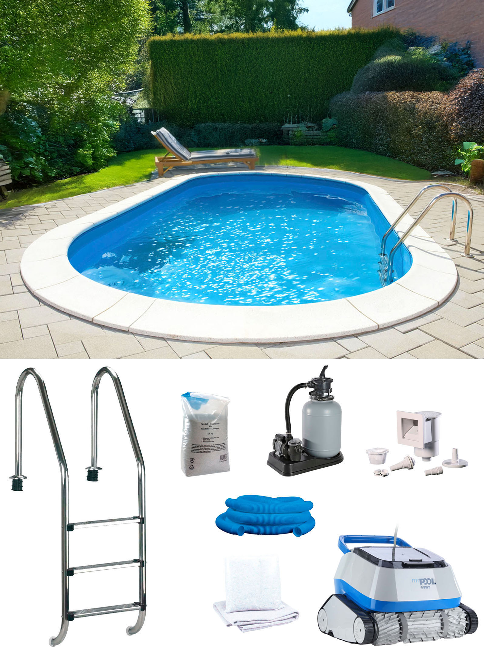 my POOL BWT Ovalpool "POWER, BxLxH: 360x623x150 cm" in 2 Folienfarben erhältlich, inkl. Poolroboter POWER ONE4ALL