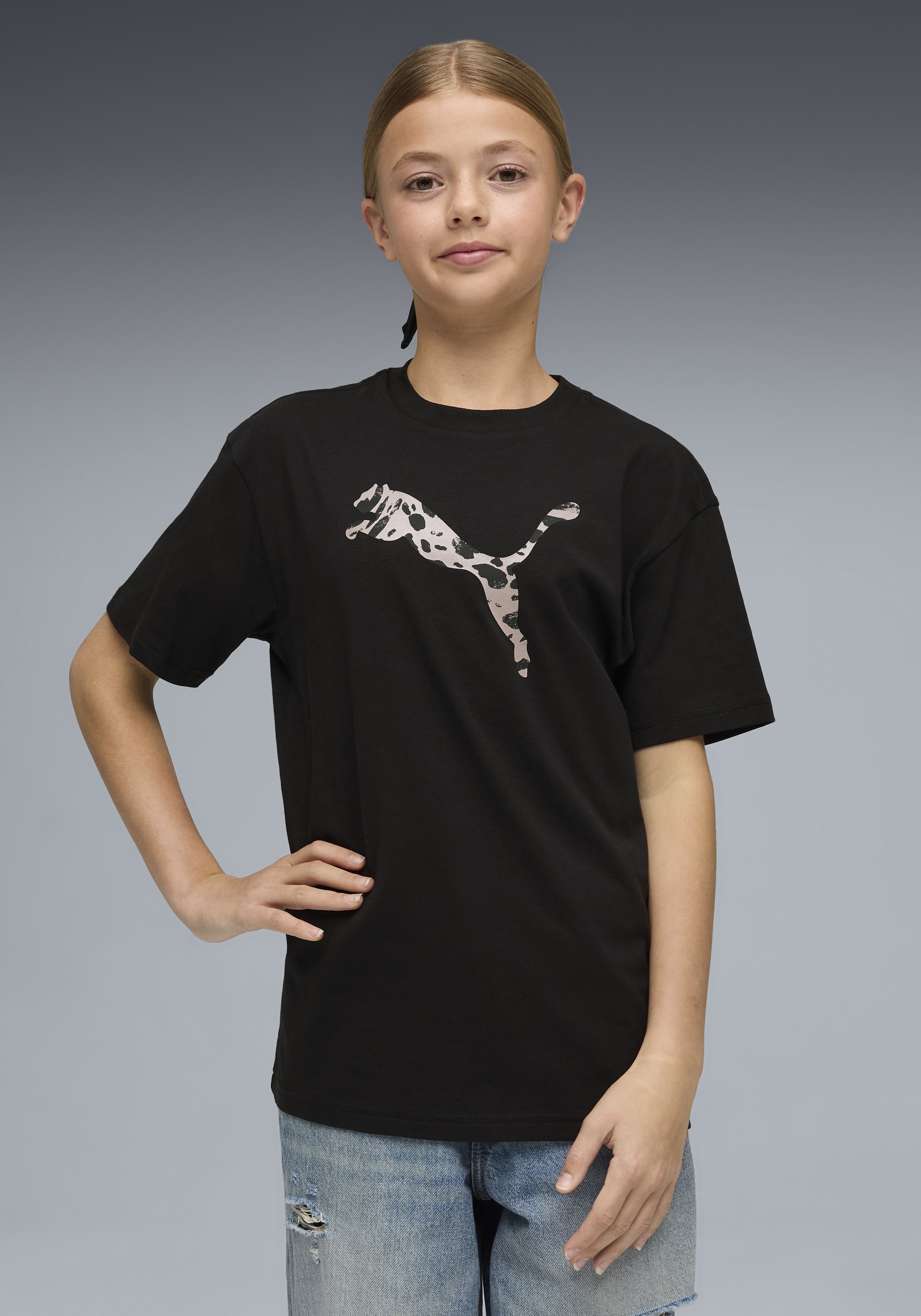 PUMA T-Shirt "ESS GRAPHIC ANIMAL RELAXED TEE G" für Jugendliche, Kurzarm, mit Print-Applikation, Rundhalsausschnitt