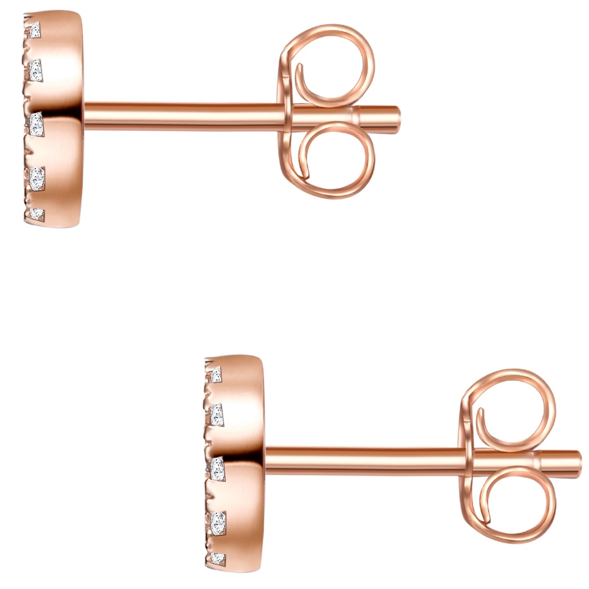 Lulu & Jane AV218 Stud Earrings Rose Gold White 2