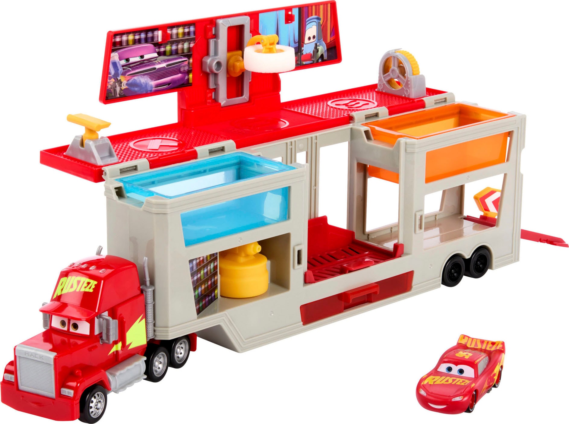 Mattel® Spielzeug-LKW »Disney und Pixar Cars, Lackiererei Mack mit 1 Spielzeugauto«