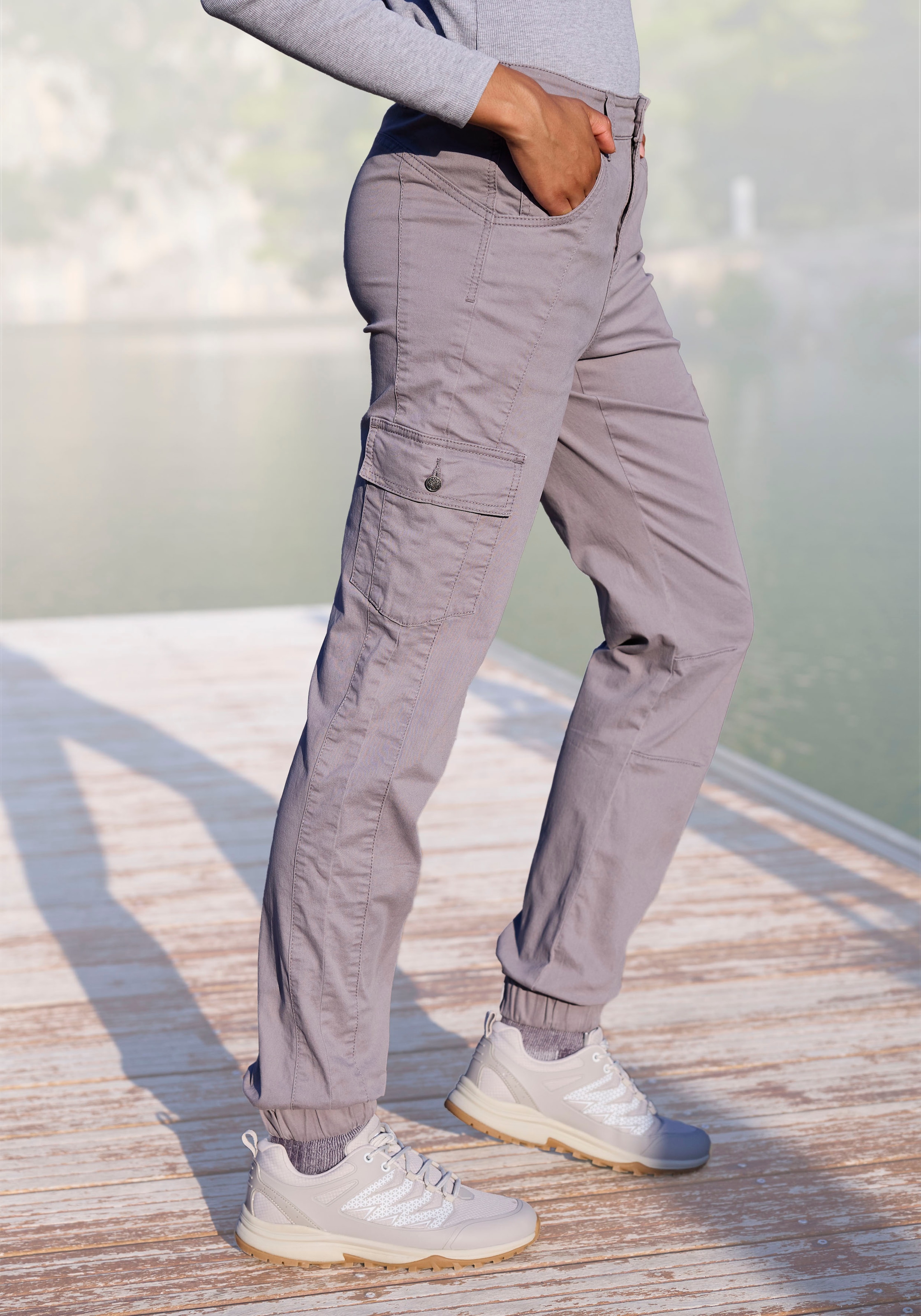 Vivance Active by Lascana Trekkinghose "Cargo Jeans Optik" Baumwollmix mit Cargo Taschen