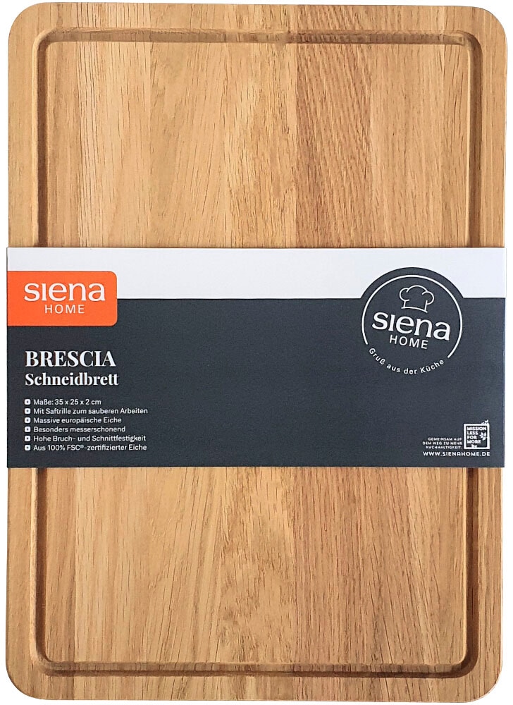 Siena Home Schneidebrett »Brescia«, (1 St.), mit Saftrille, aus FSC®-zertifiziertem Eichenholz