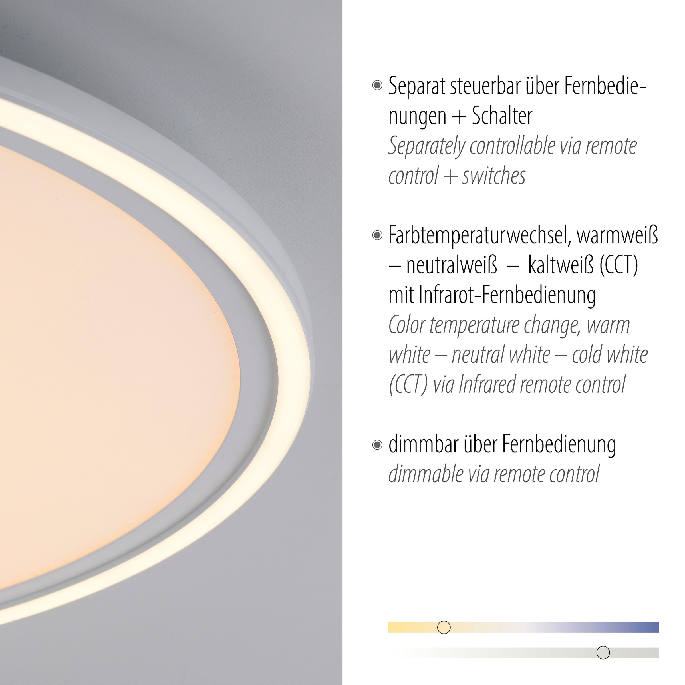 JUST LIGHT Deckenleuchte »EDGING«, 2 flammig-flammig, LED, Fernbedienung, Funk  inkl., separat steuerbar (Schalter) | BAUR