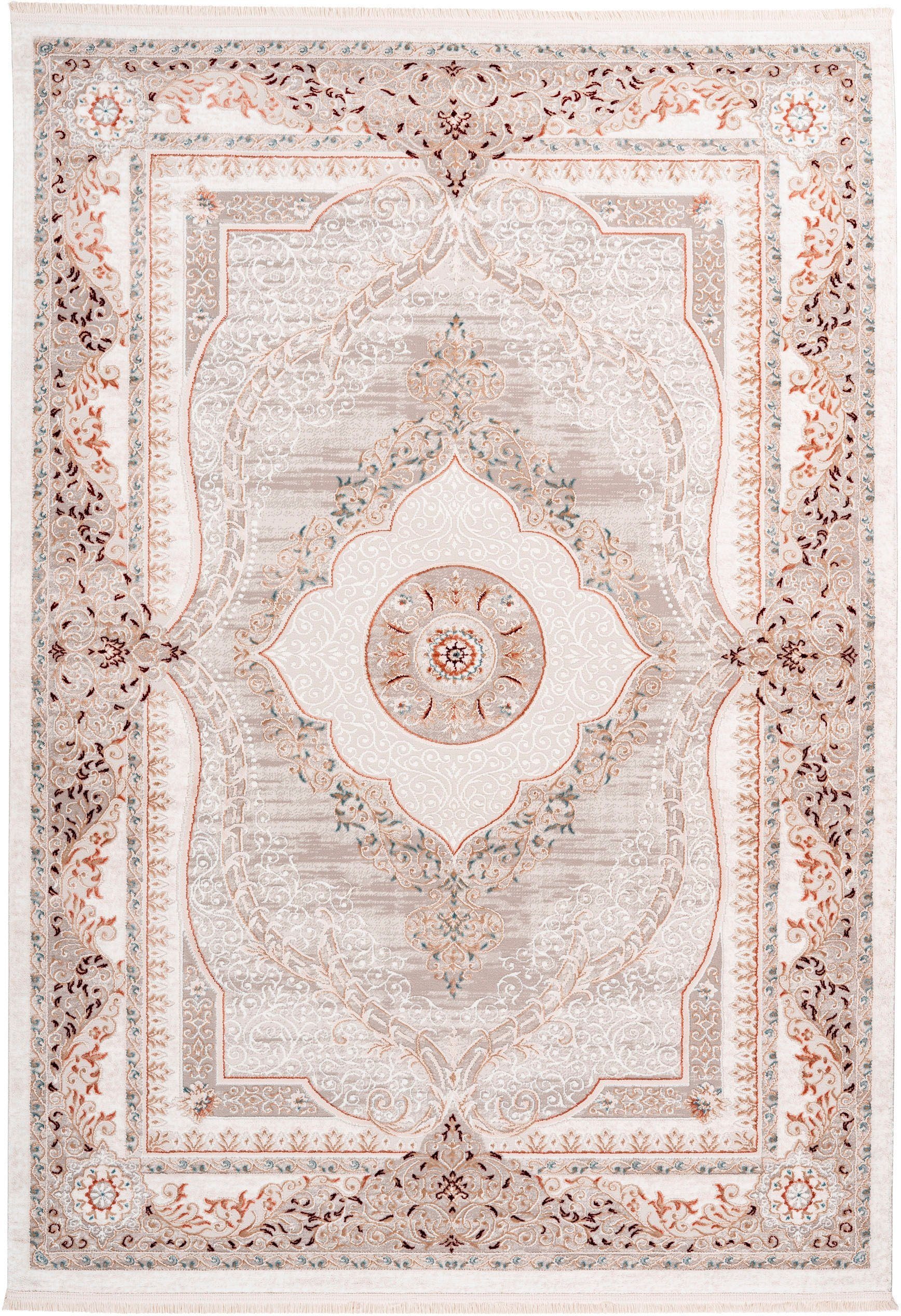 calo-deluxe Teppich »Miran 825«, rechteckig, 12 mm Höhe, Vintage Design, mit Fransen, Wohnzimmer