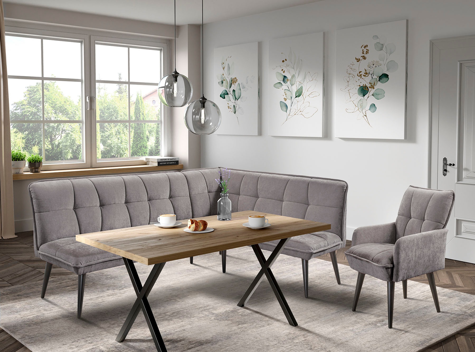 Eckbank, B:240cm H:94cm T:161cmcappucino, EXXPO - SOFA FASHION, Esszimmer, Sitzbänke, "Mocca Essbank, Sitzbank", hoher Sitzkomfort, bequem und