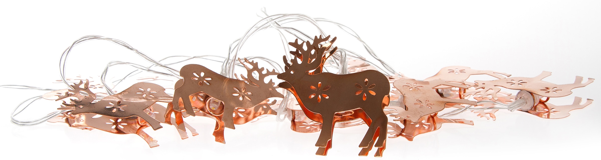 Dekoobjekt "Weihnachtsdeko", rosa, MYFLAIR MÖBEL & ACCESSOIRES, Dekofiguren, LED-Lichterkette mit Rentieren, mit 10 LEDs, Länge ca. 150 cm