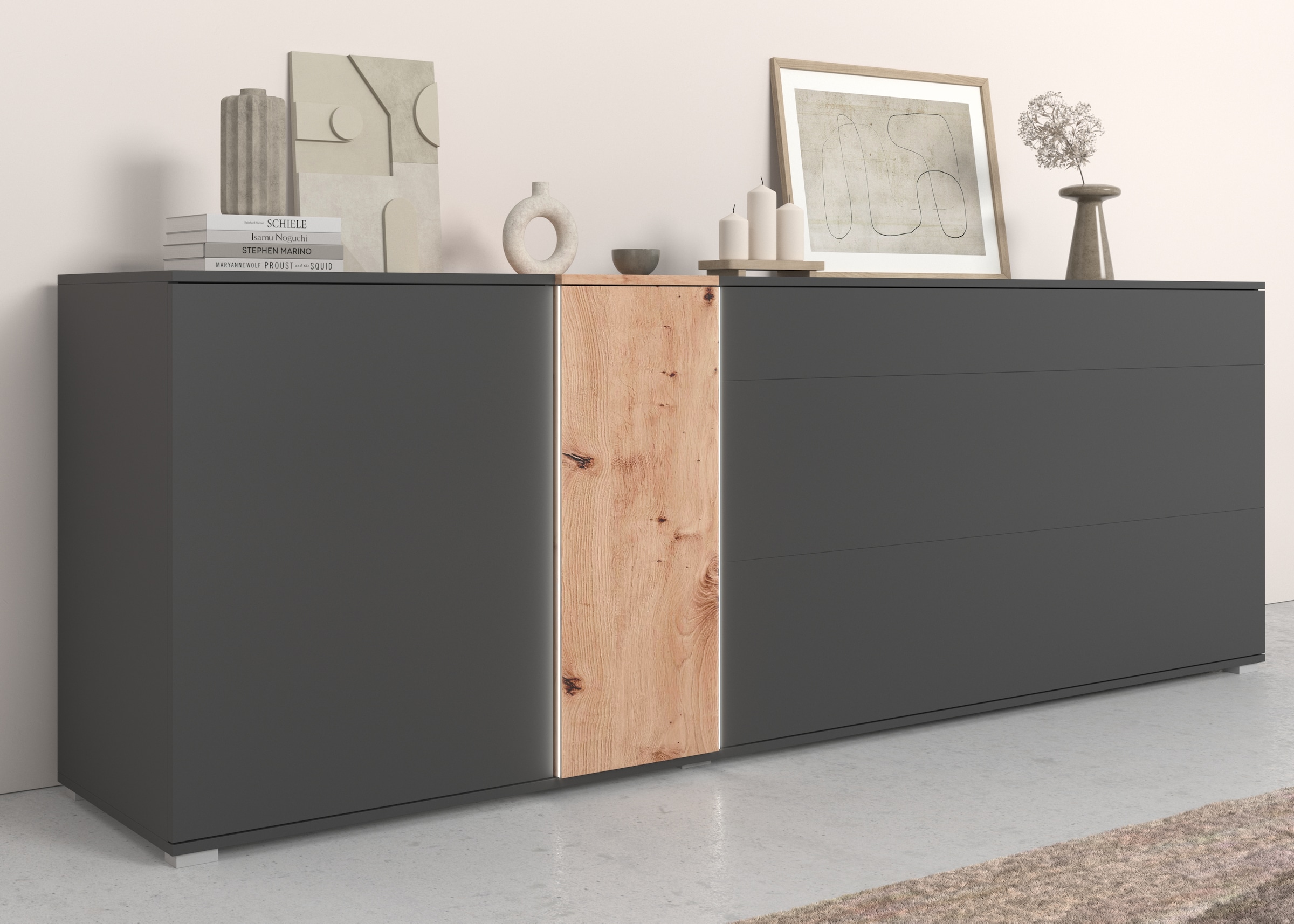 COTTA Sideboard "Montana", Kommode, Breite 235 cm, inkl. LED-Beleuchtung und Push-To-Open