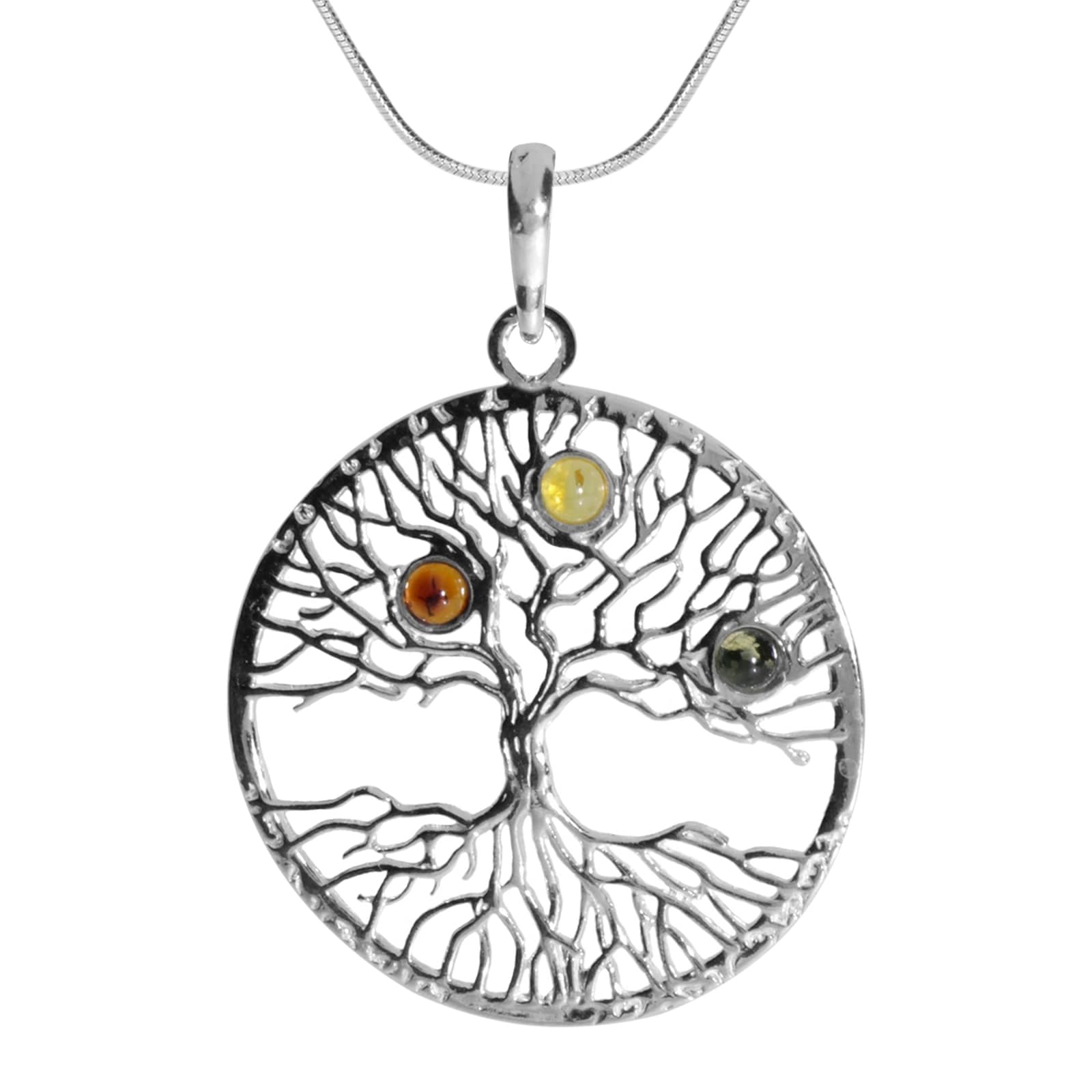 Kette mit Anhänger OSTSEE-SCHMUCK "- Lebensbaum - Silber 925/000 - Bernstein" Gr. 45, silber (silber 925, silberfarben, weiß), Schmuck_Sets, Damen, 45, Silber 925 (Sterlingsilber)
