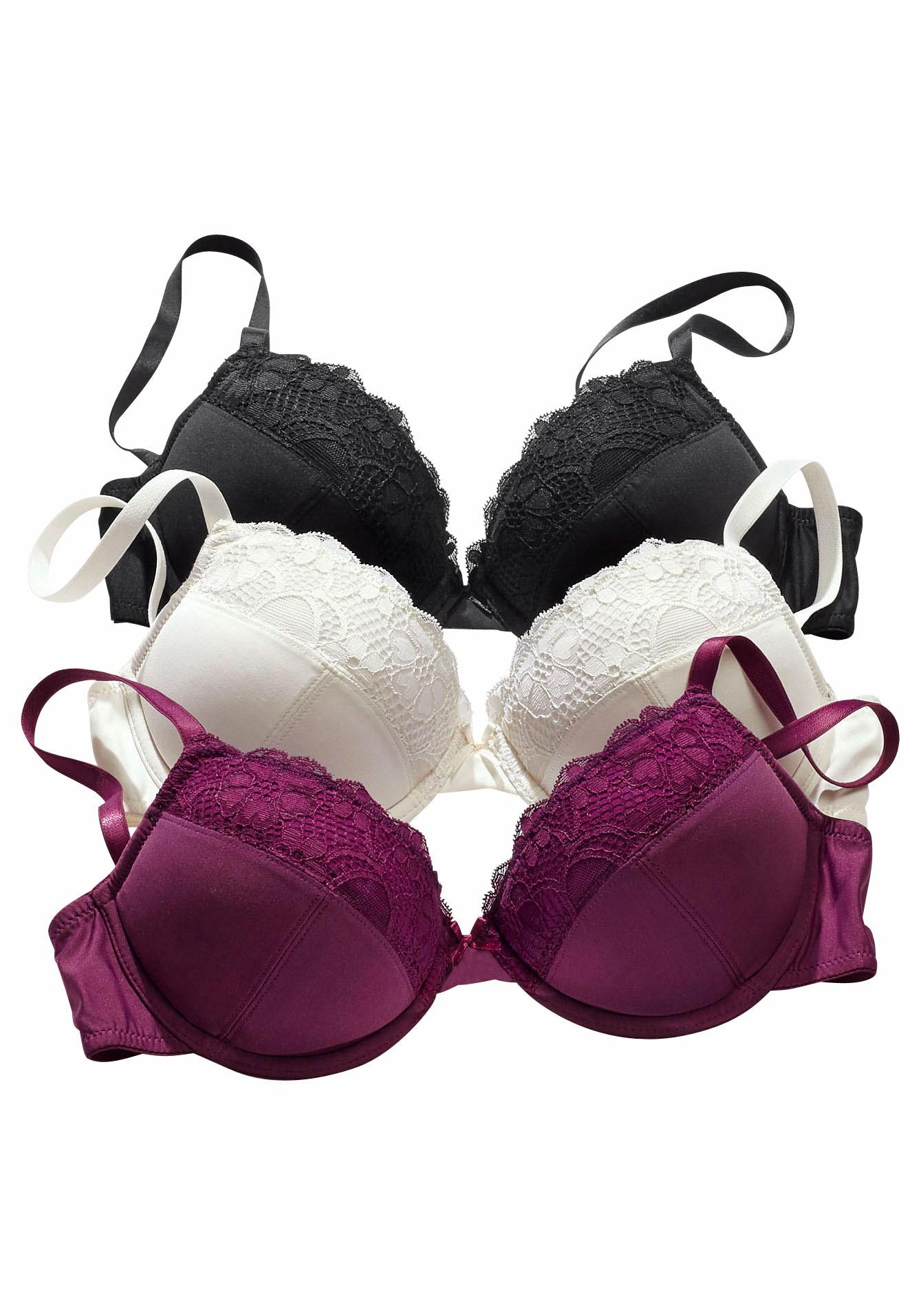 petite fleur by Lascana Push-up-BH Packung, 3 Stück, mit Bügel im attraktiven Multipack, Dessous