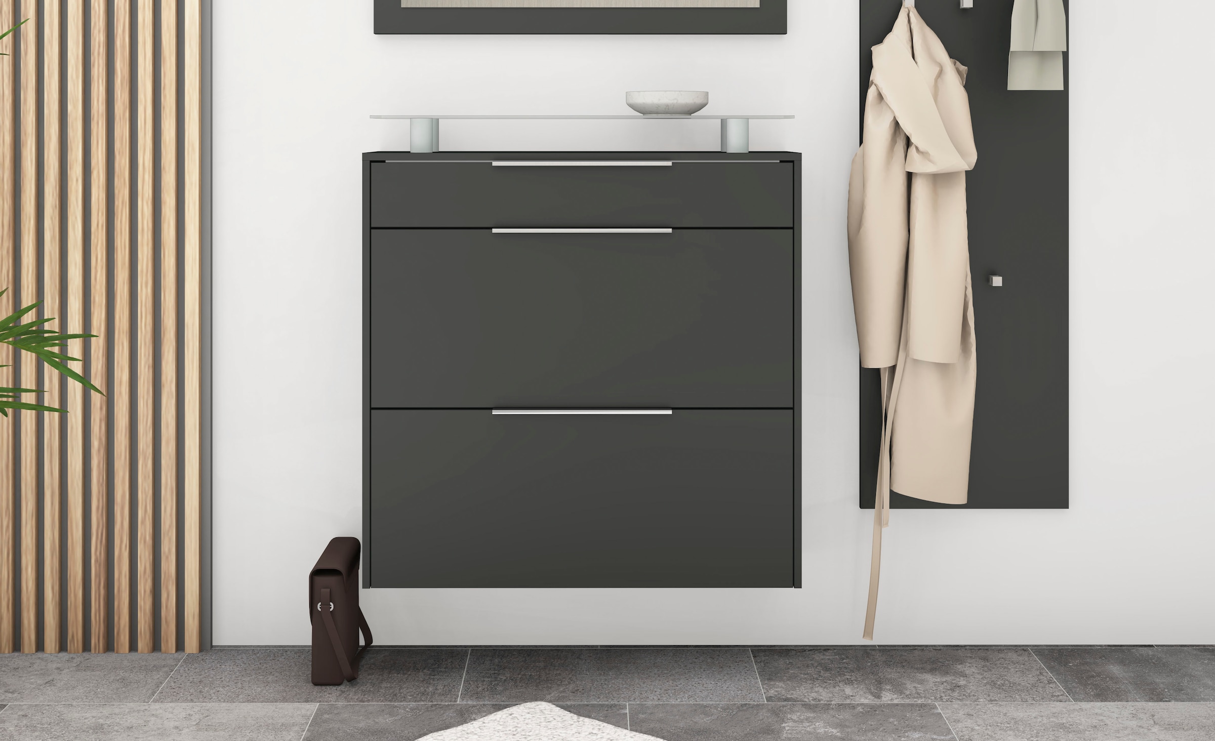 borchardt Möbel Schuhschrank »Oliva«, Breite 89 cm, hängend, mit 2 Doppeltrommel und 1 Schubkasten