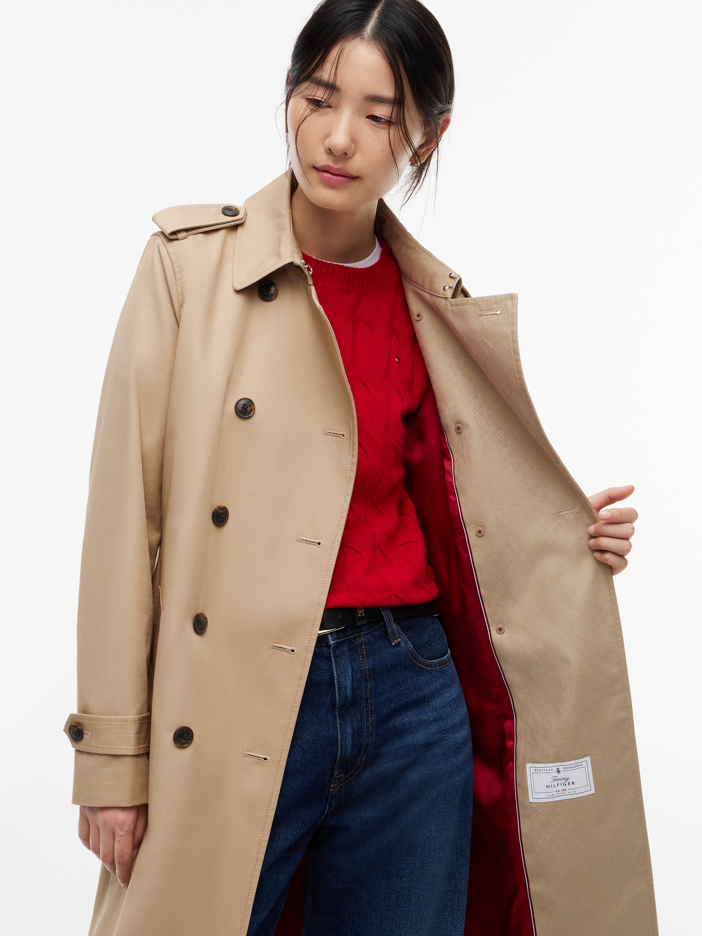 Tommy Hilfiger Trenchcoat "COTTON MONOGRAM TRENCH" Baumwolle