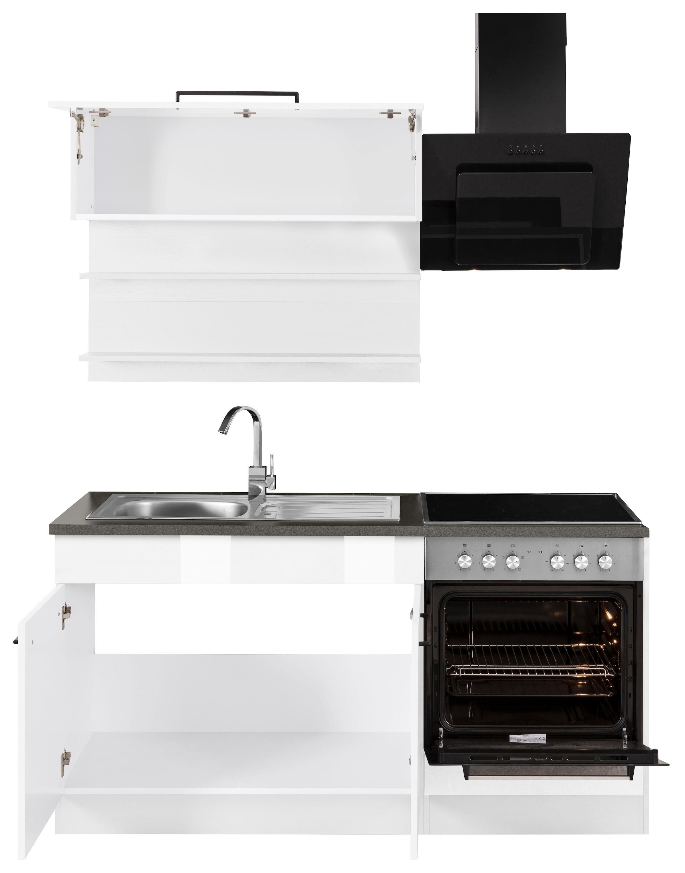 KOCHSTATION Küchenzeile »KS-Tulsa«, Breite 160 cm, schwarze Metallgriffe, hochwertige MDF Fronten