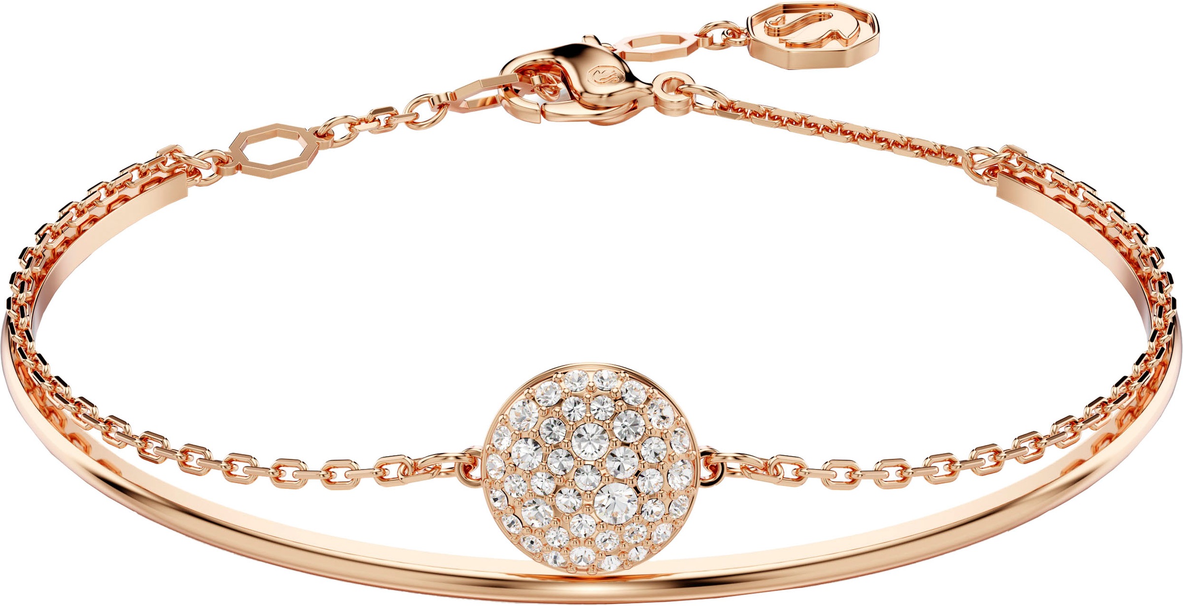 Armreif SWAROVSKI "Sublima Round" Gr. M, rosa (roségoldfarben, kristallweiß, kristallweiß), Armbänder, Damen, M, Metall, Armreif, mit Swarovski Kristall 2