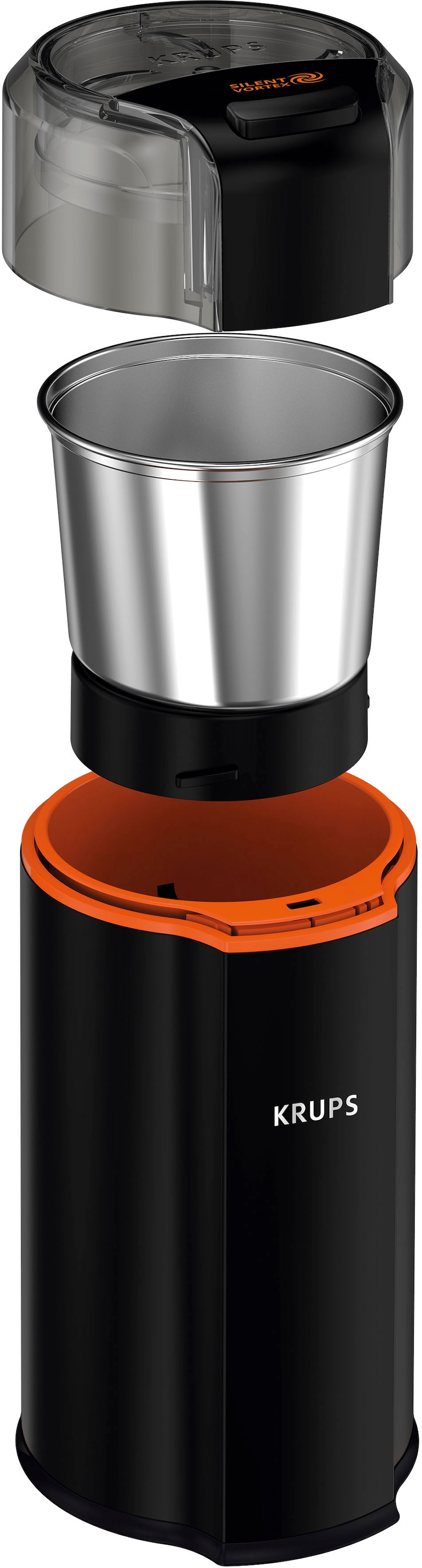 Krups Kaffeemühle »GX3328 Silent Vortex«, 175 W, Schlagmesser, 90 g Bohnenbehälter, leistungsstark, effizient, superleise, für 12 Tassen, 3-in-1-Mahlwerk