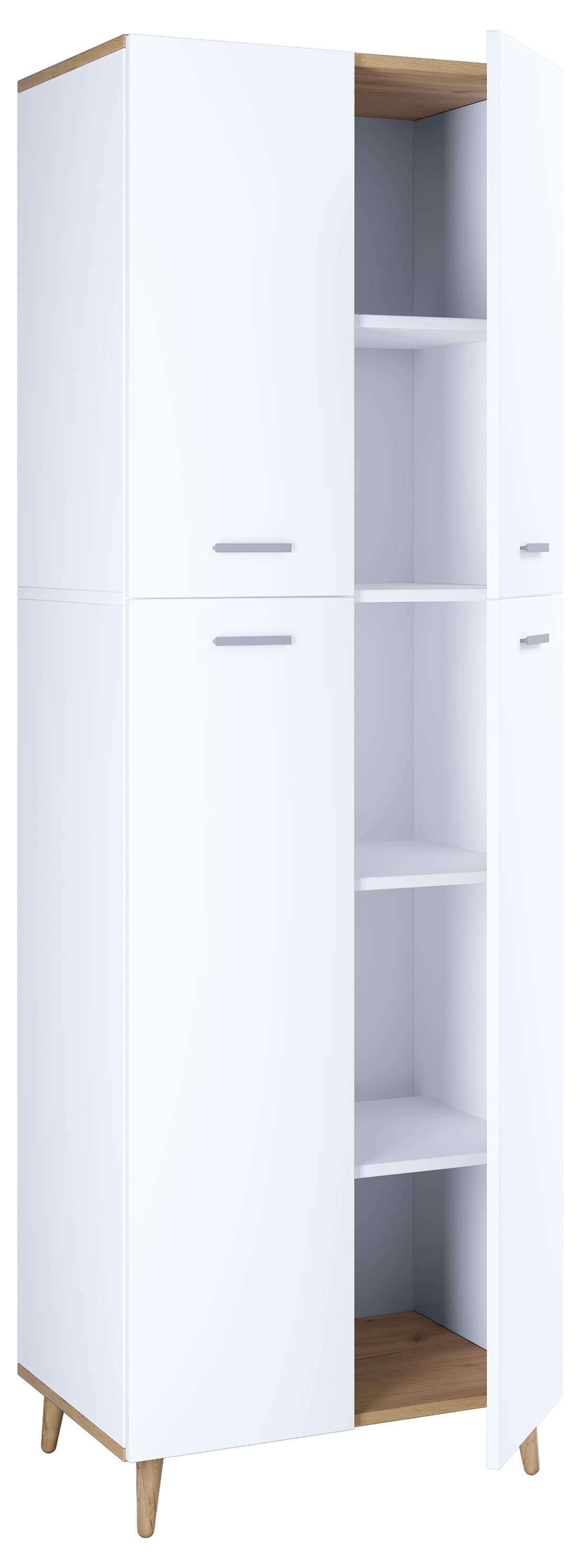 VCM Mehrzweckschrank »VCM Holz Besenschrank | 5 Fächer | Maße: H. 240 x B. 70 x T. 39 cm | 4 DRehtüren | Mehrzweckschrank | - Landos«, (1 St.)