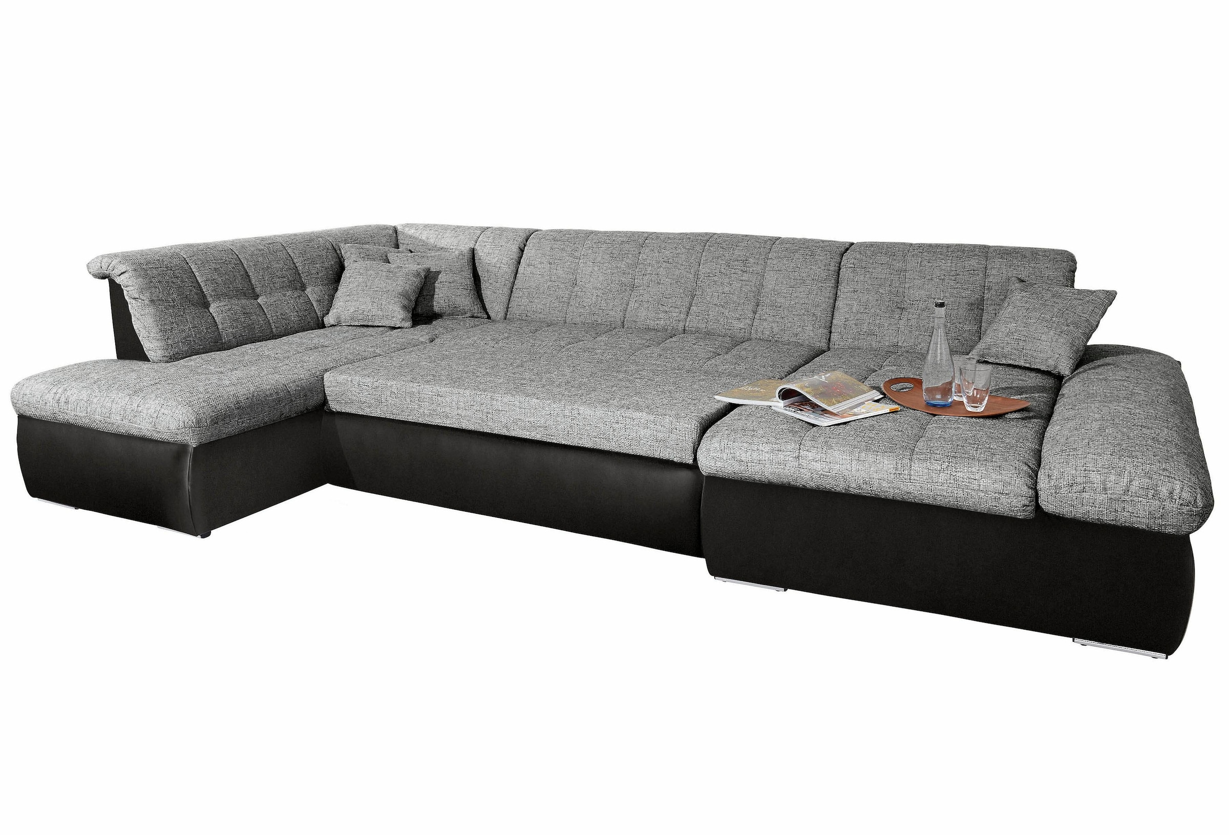 DOMO collection Wohnlandschaft »Moric U-Form auch in Cord«, im XXL-Format, wahlweise mit Bettfunktion und Armlehnenverstellung