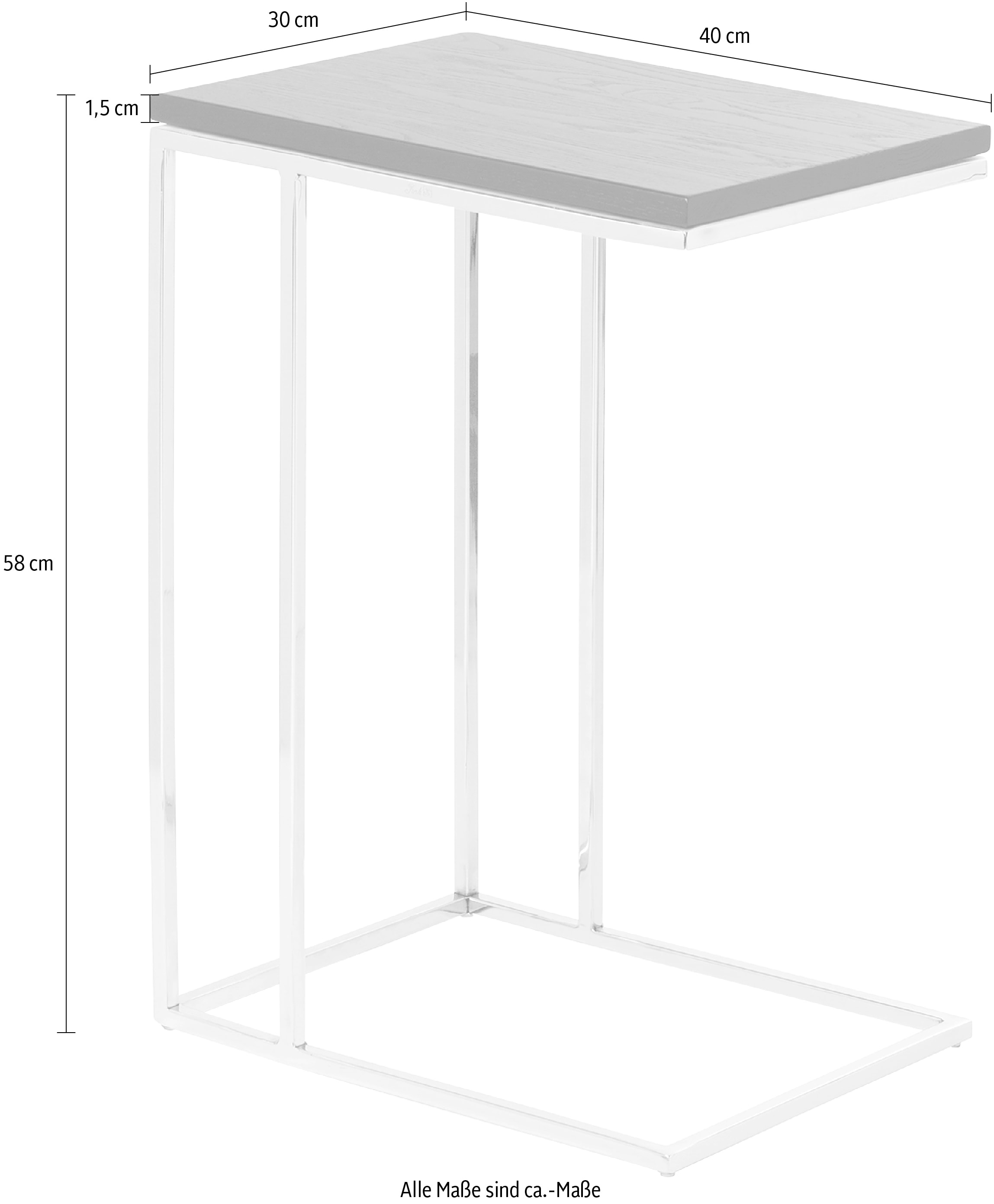 Fink Beistelltisch, massive Tischplatte, Beistelltisch C-Form