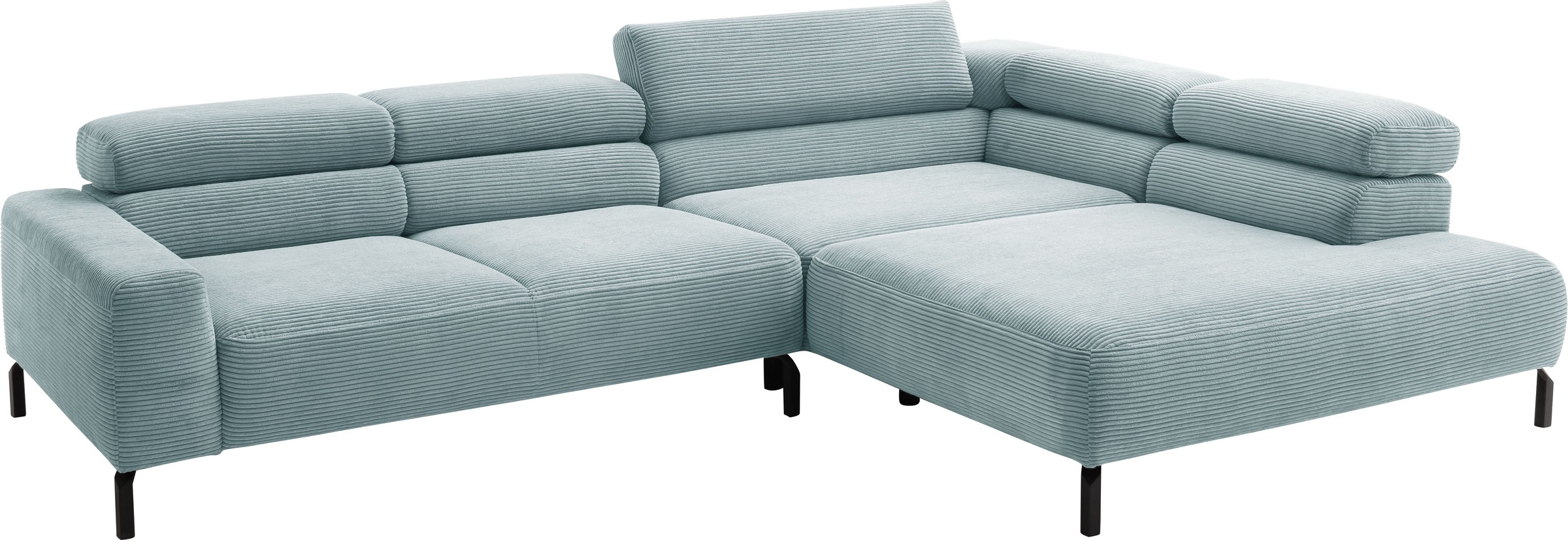 Places of Style Ecksofa »Antonelli, L-Form, inkl. Kopfteilverstellung, Breite 312 cm«, ohne Sitztiefenverstellung, in Cord, bleu