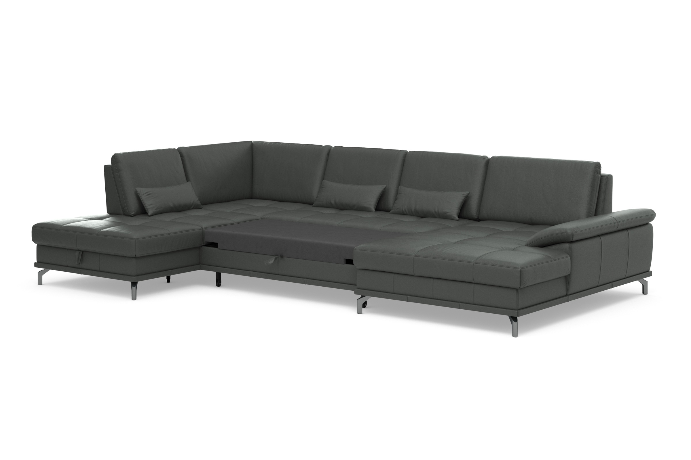 Places of Style Wohnlandschaft »Costello U-Form, mit Sitztiefenverstellung, Armteilverstellung und«, 3 Nierenkissen, optional Bettfunktion und Bettkasten