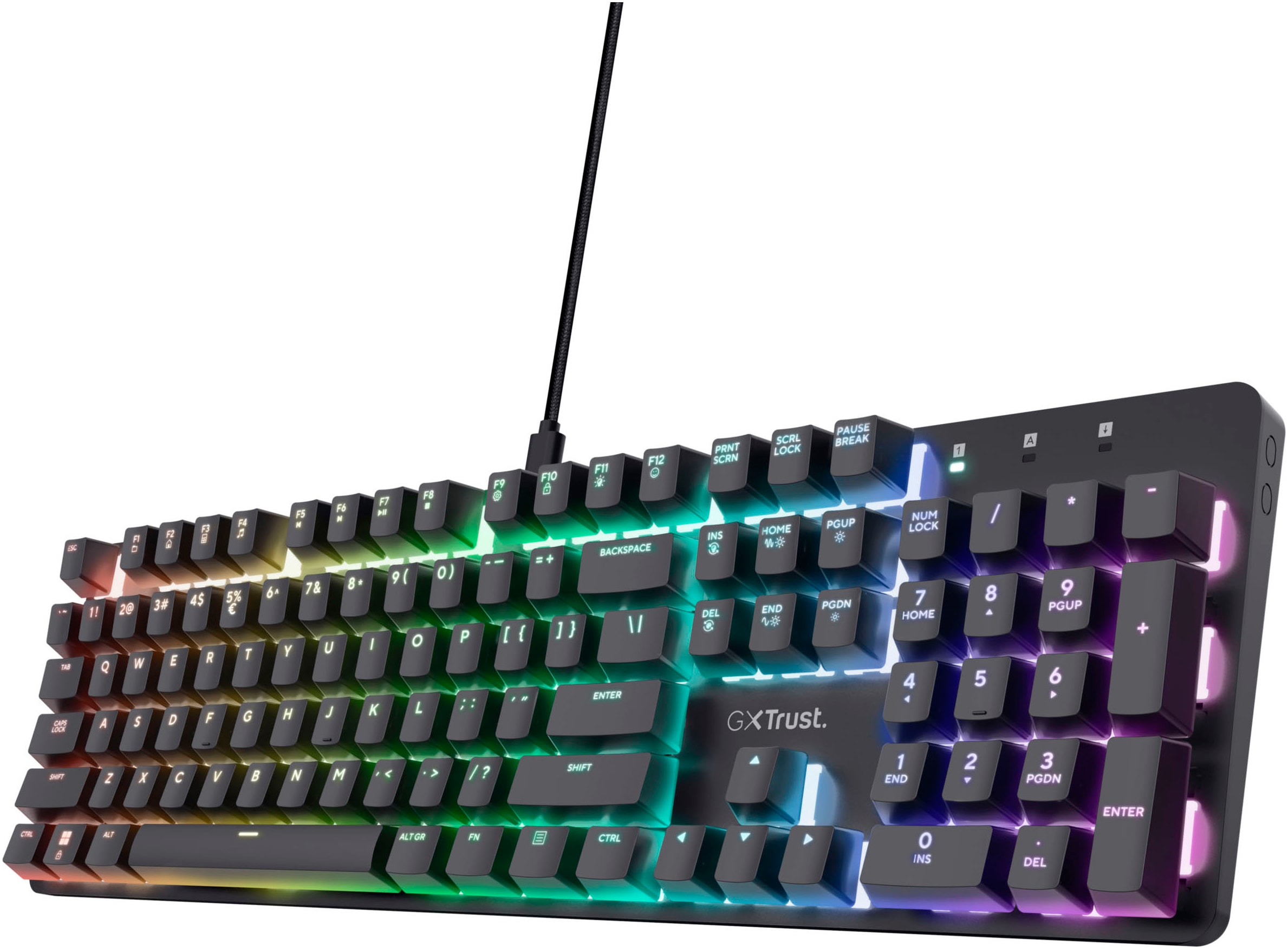 Trust Gaming-Tastatur »GXT 871 Zora«, (Anpassbare Höhe-Ziffernblock-Fn-Tasten-USB-Anschluss)