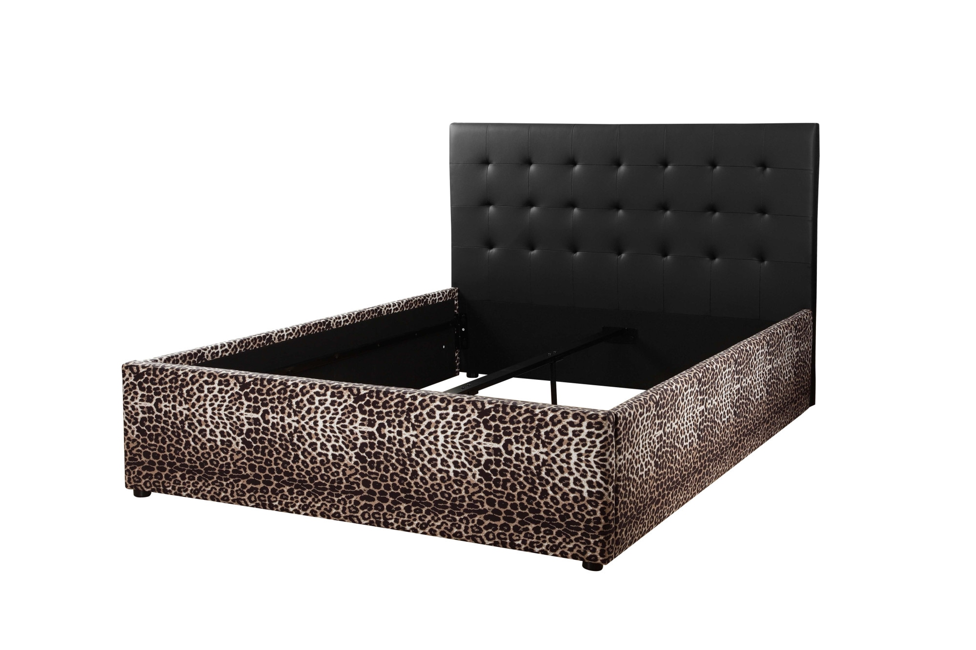 Home affaire Polsterbett »Hamar-Leo, Jugendbett, Kunstleder mit Veloursstoff«, (Liegefläche 140 cm x 200 cm, Belastbarkeit 250 KG), Leoparden-Optik, stylisches Design, hohe Belastbarkeit!