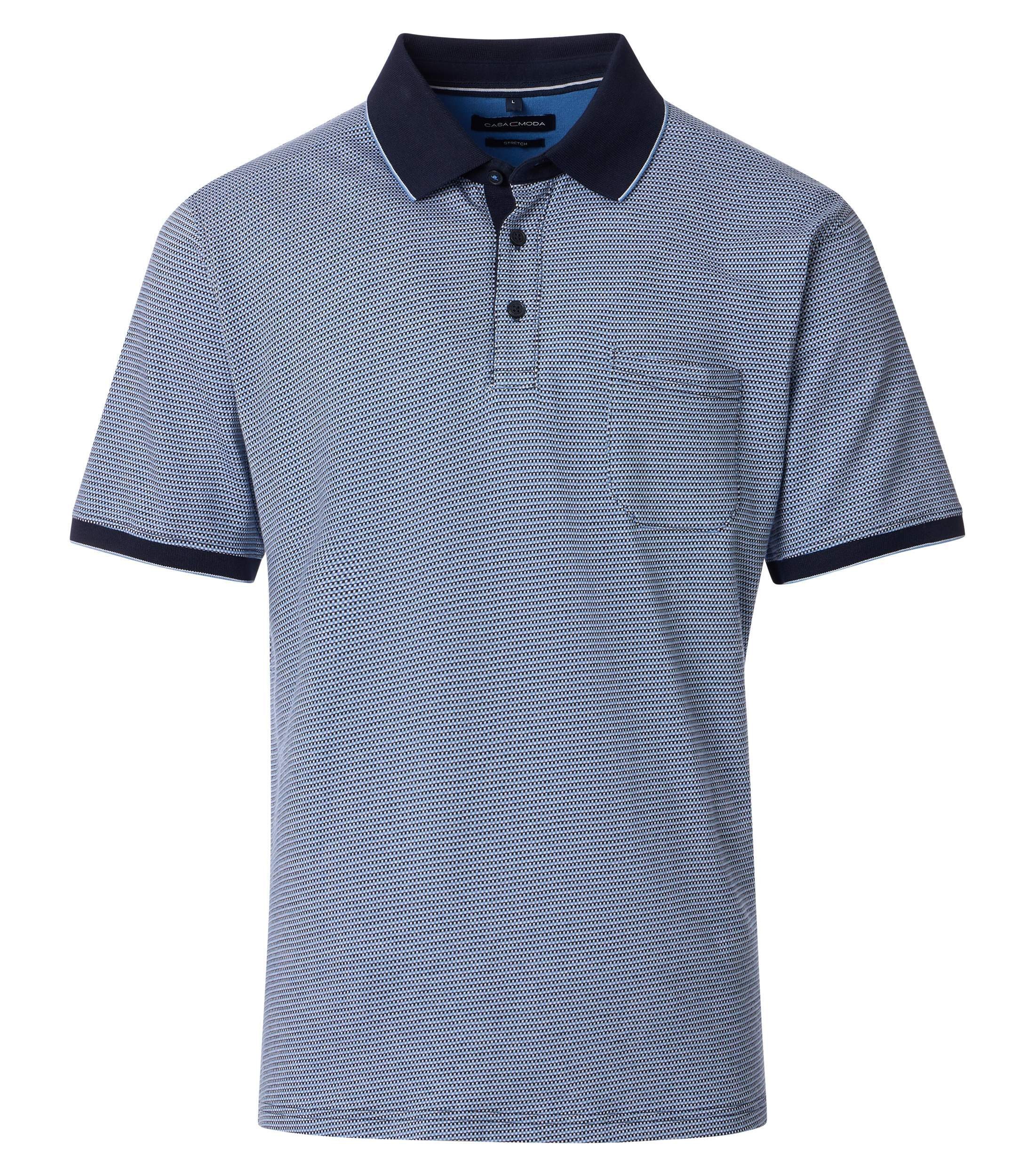 Poloshirt CASAMODA "CASAMODA Polo-Shirt gemustert", Herren, Gr. XL, blau, 100% Baumwolle, Shirts