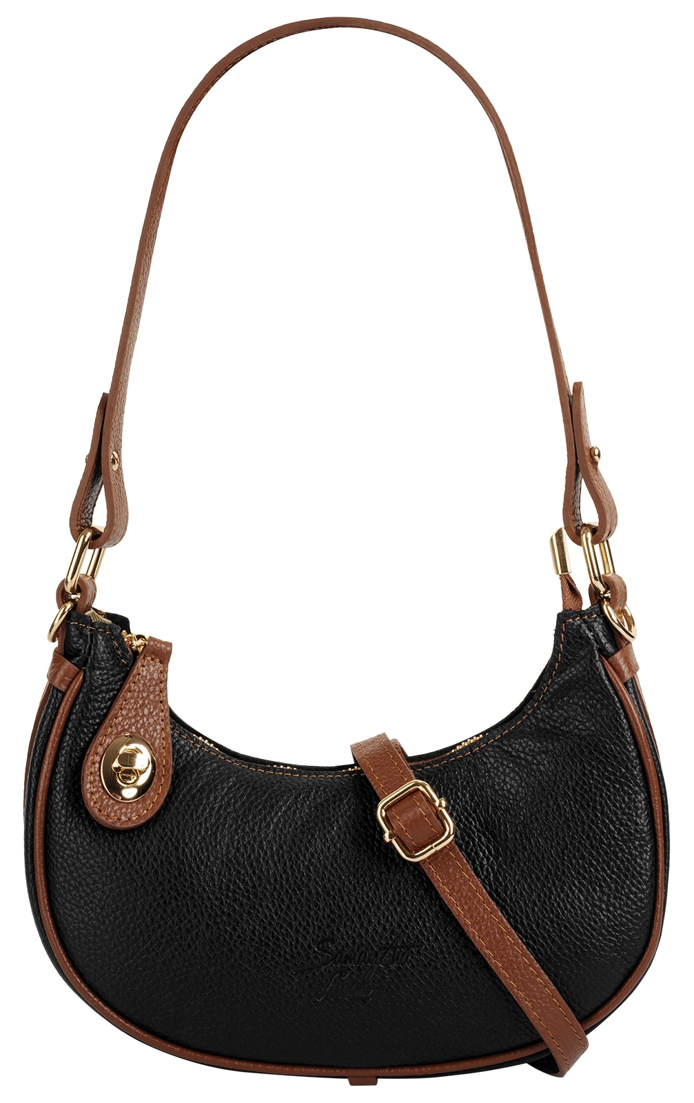 Samantha Look Henkeltasche echt Leder, Made in Italy