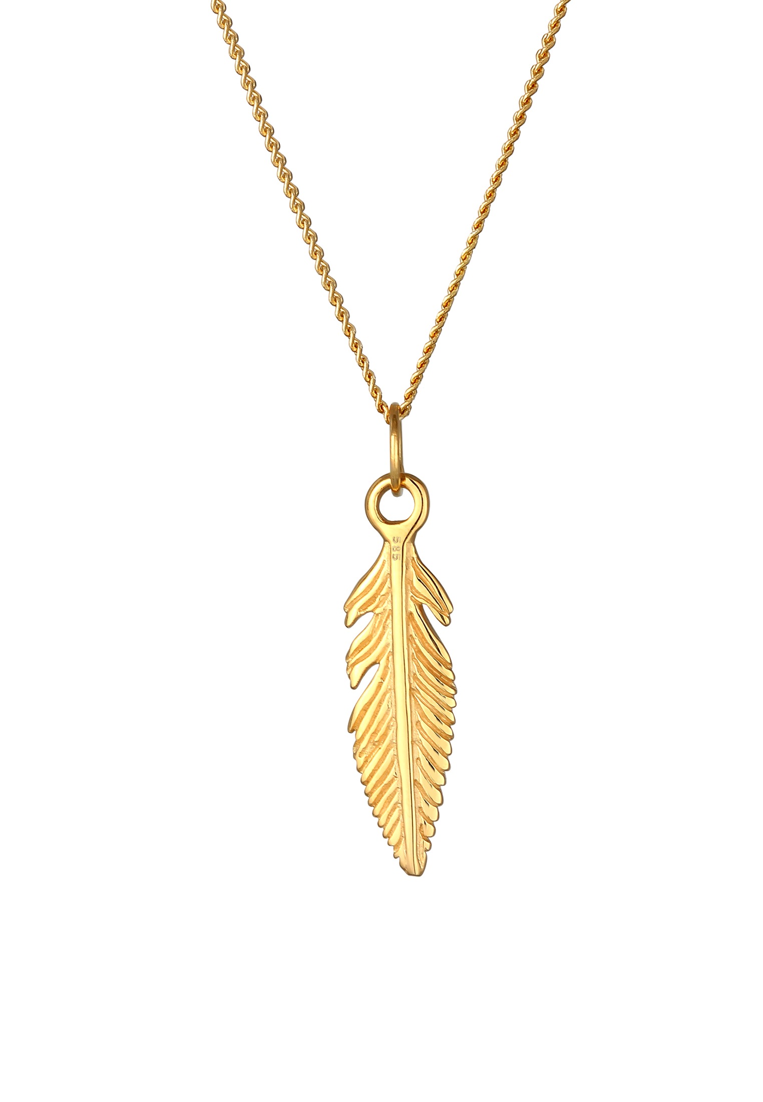 Elli Premium Kette mit Anhänger »Feder Boho 585 Gelbgold«