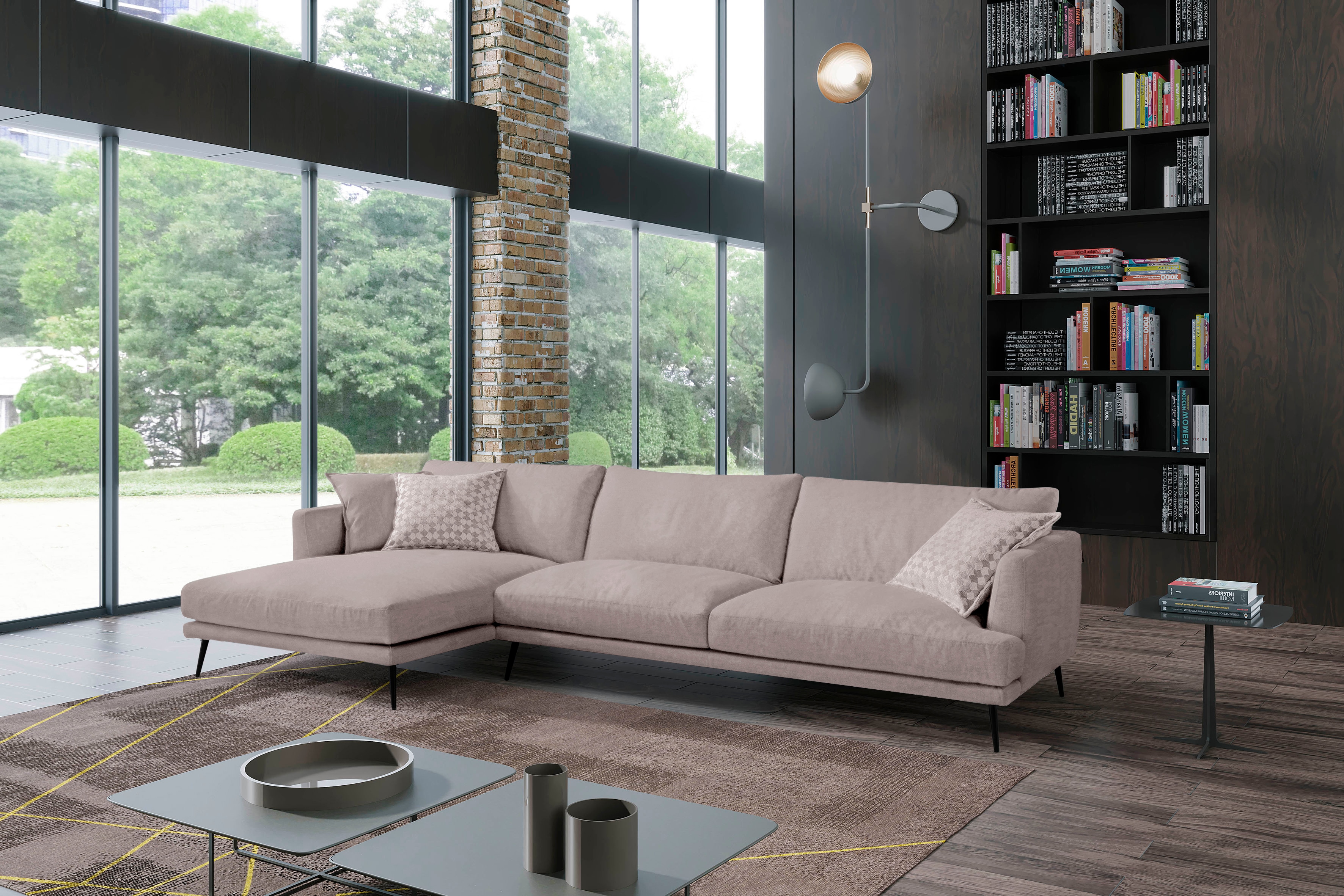 Egoitaliano Ecksofa "Sophia, Designsofa mit extrakomfortablem Sitzkomfort, Breite 274cm" mit Daunenfederung, L-Form