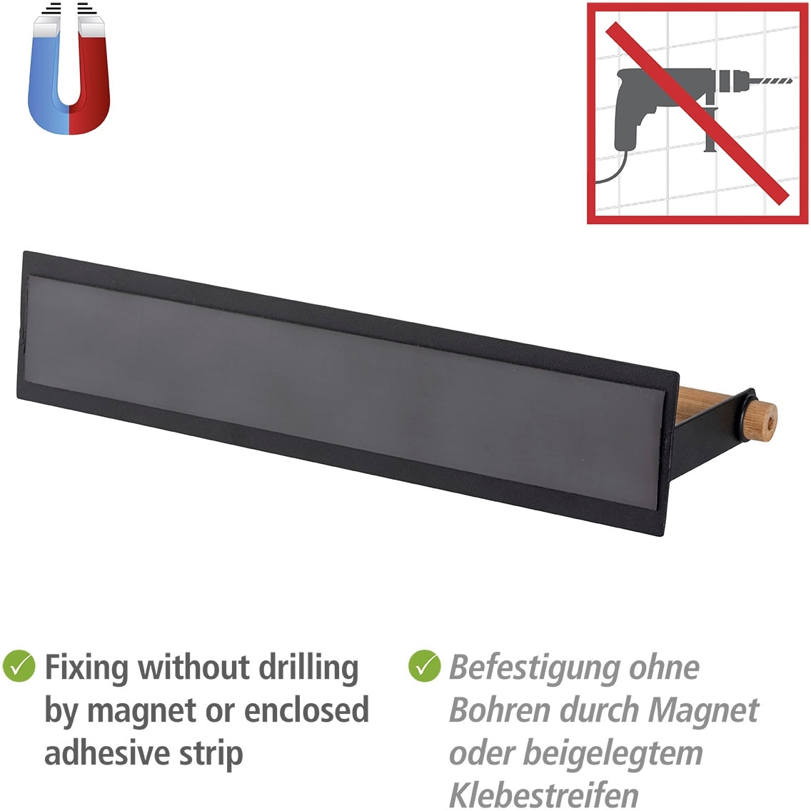 WENKO Küchenrollenhalter »Modell Magna«, magnetischer Wandrollenhalter für Küchenpapier, Befestigen ohne Bohren