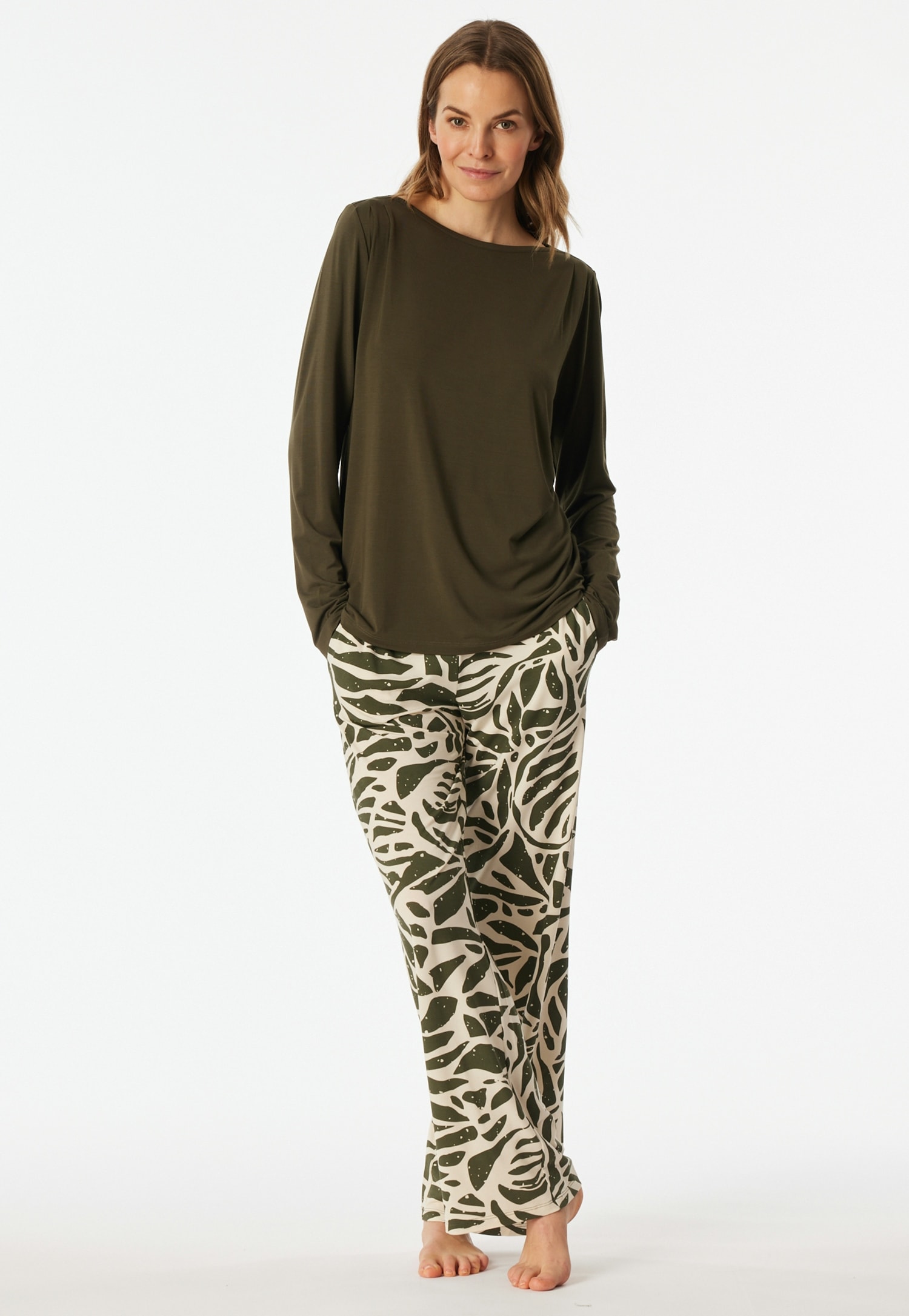 Schiesser Schlafanzug "Selected Premium" 2 mit U-Boot-Ausschnitt, langen Är günstig online kaufen