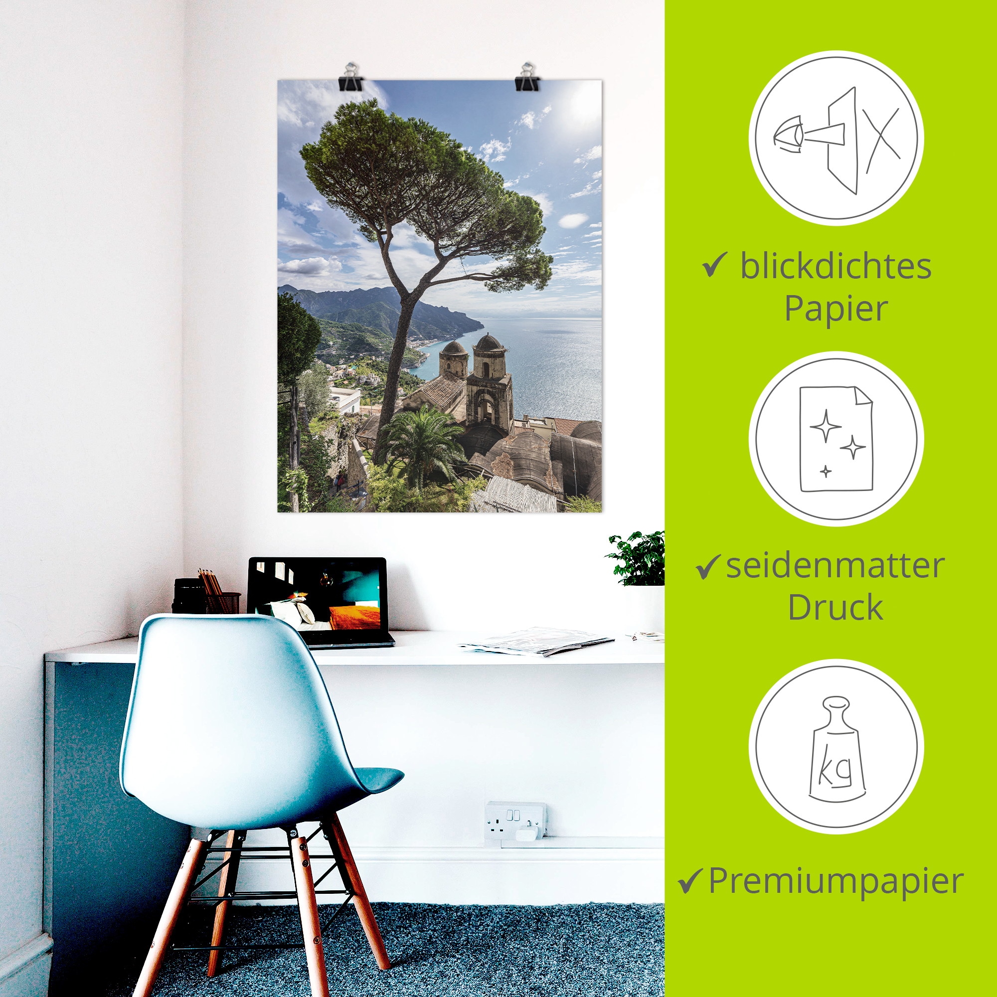 Artland Wandbild »Ravello an der Amalfiküste in Italien« Küstenbilder 1 Stk. tlg. als Alubild, Leinwandbild, Poster, Wandaufkleber in verschied. Größen