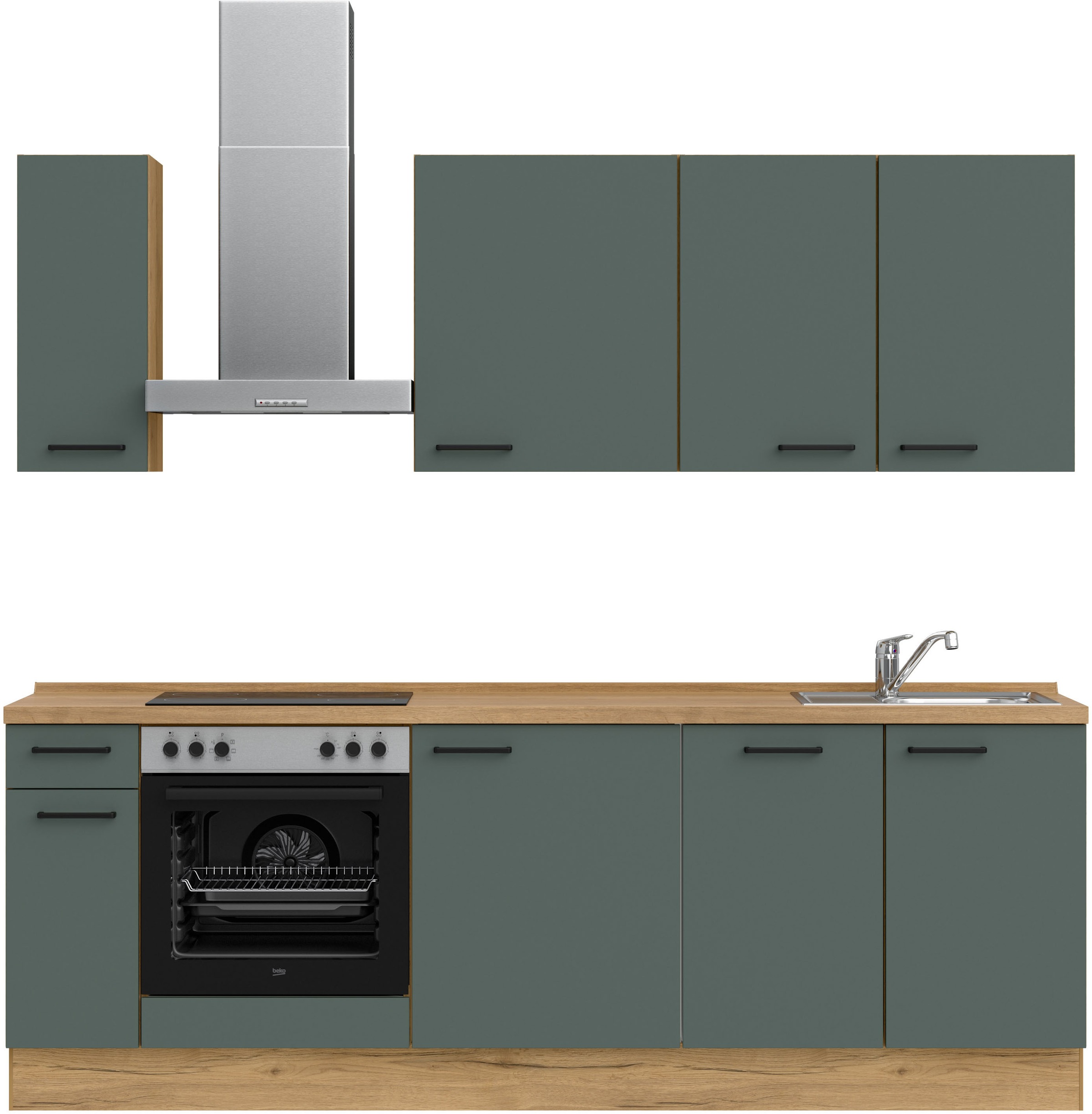 nobilia® Küchenzeile »"Easytouch I"« vormontiert, Ausrichtung wählbar, Breite 240 cm, wahlw. mit E-Geräten