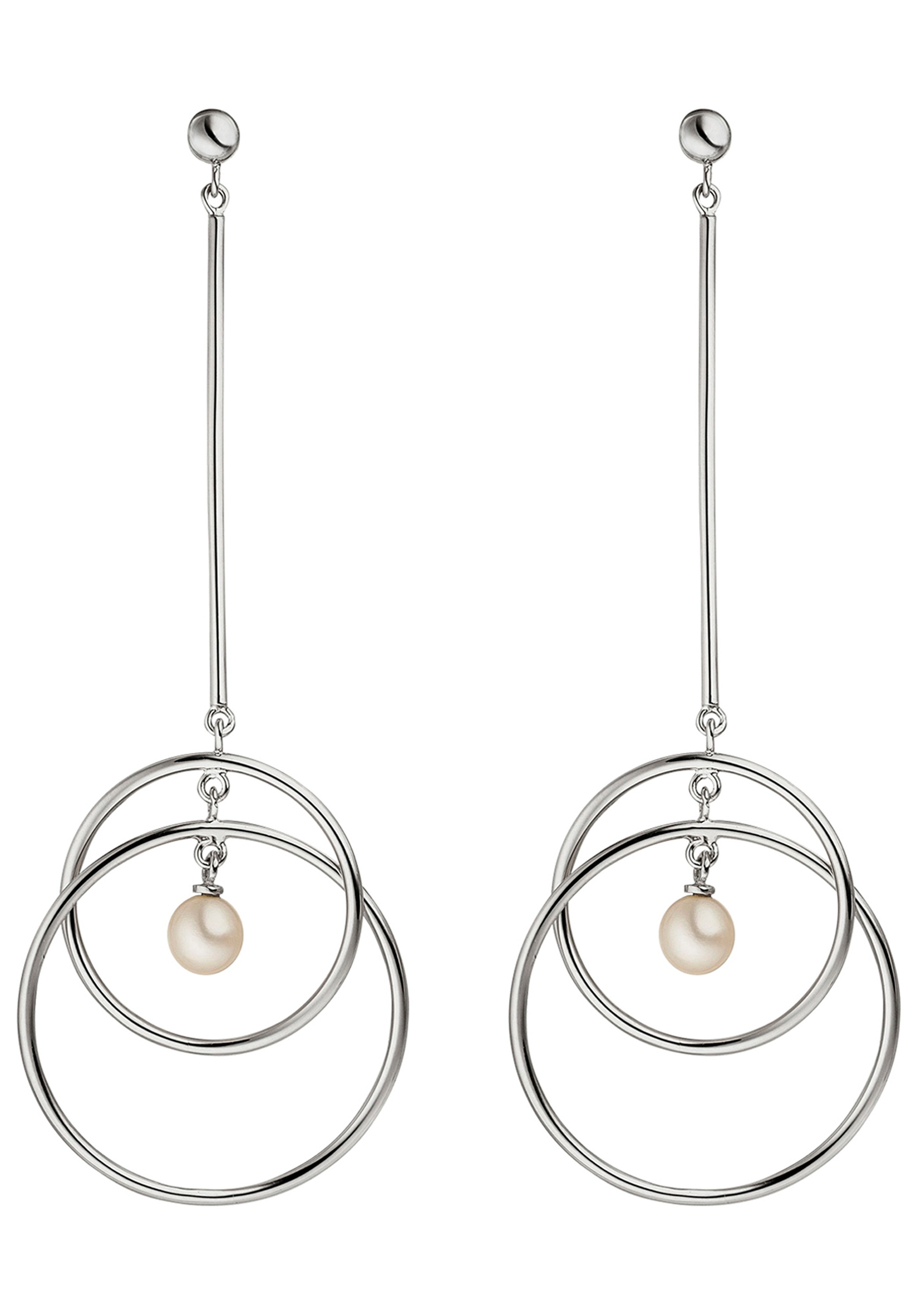 JOBO Perlenohrringe 925 Silber mit 2 Süßwasser-Zuchtperlen
