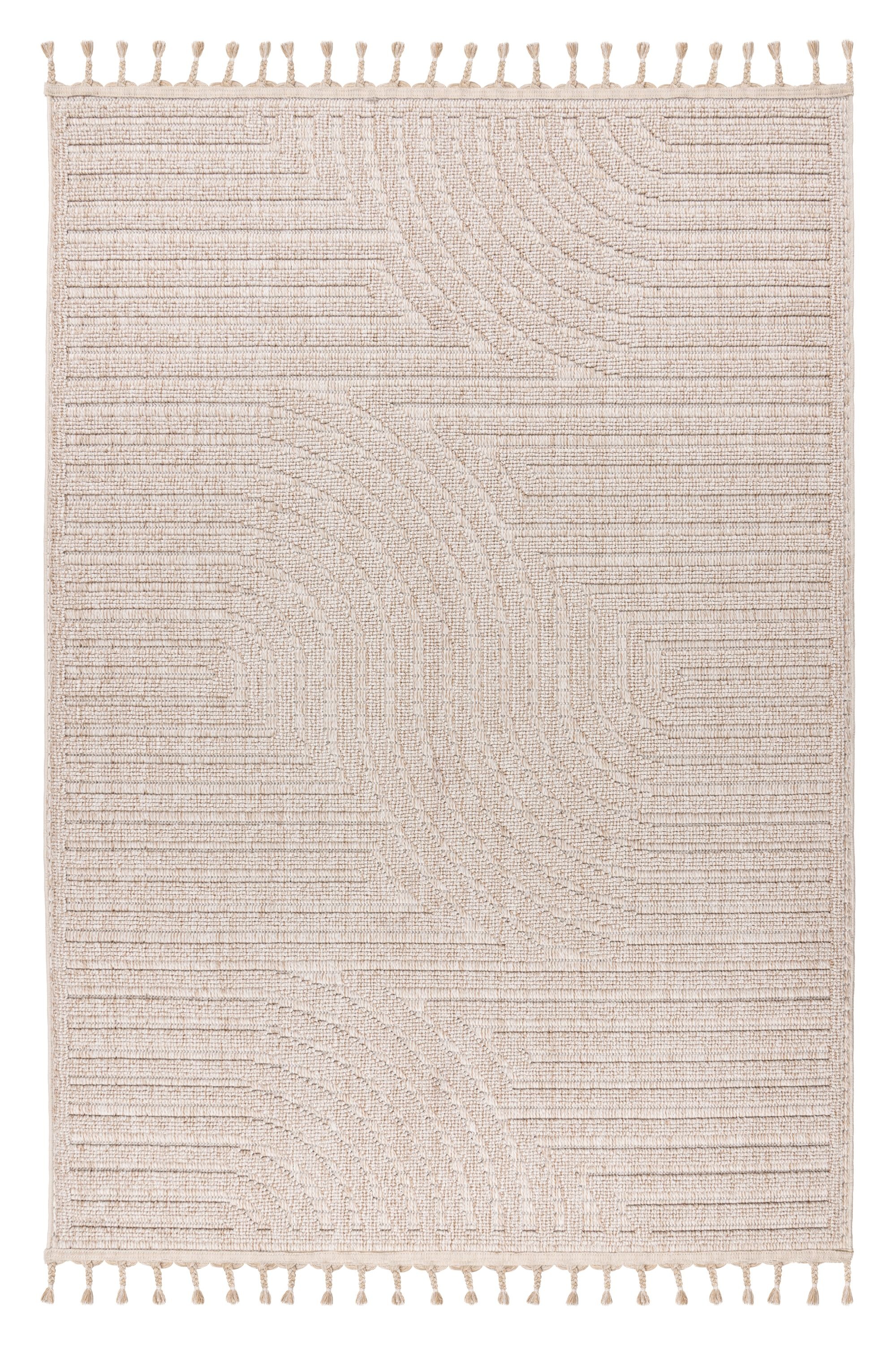 Kayoom Teppich "Reef 225" rechteckig 9 mm Höhe Kurzflor, Struktur, mit Fransen, Wohnzimmer