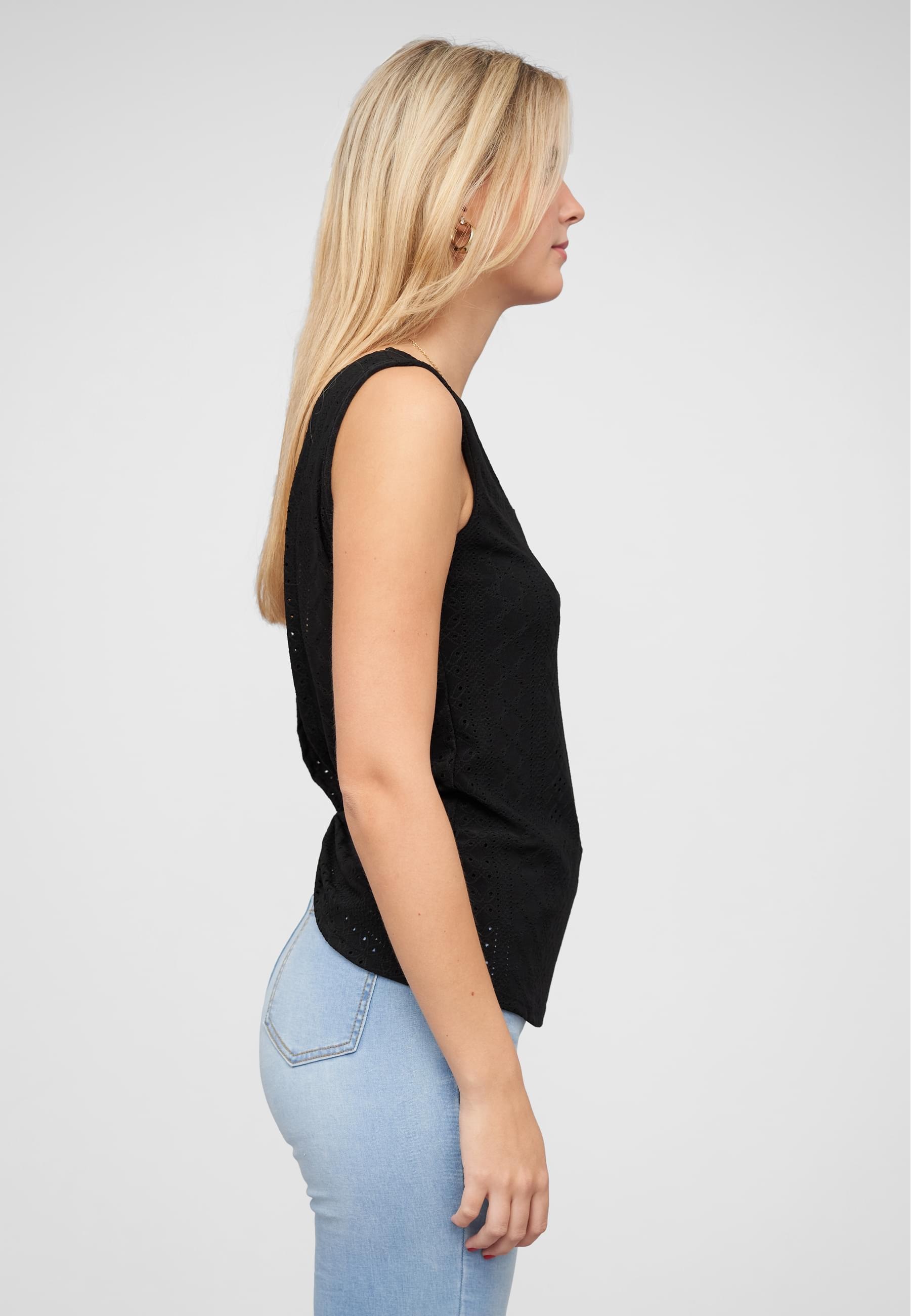 CLOUD 5IVE Klassische Bluse »CLOUD 5IVE Top mit Lochmuster und hinten offen in Wickeloptik«