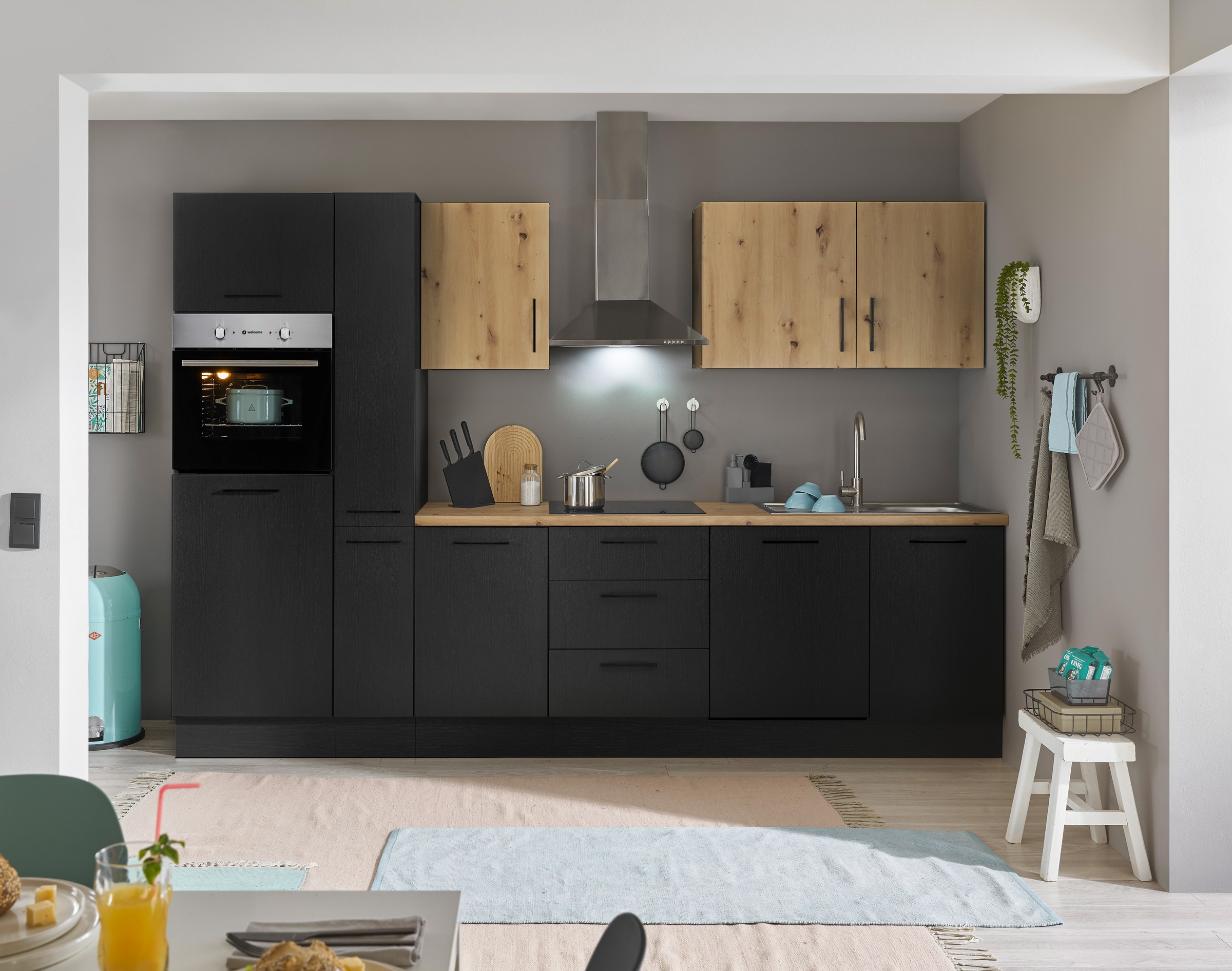 BASIC by Balculina Küchenzeile »Turin« Breite 310 cm, wahlweise mit E-Geräten