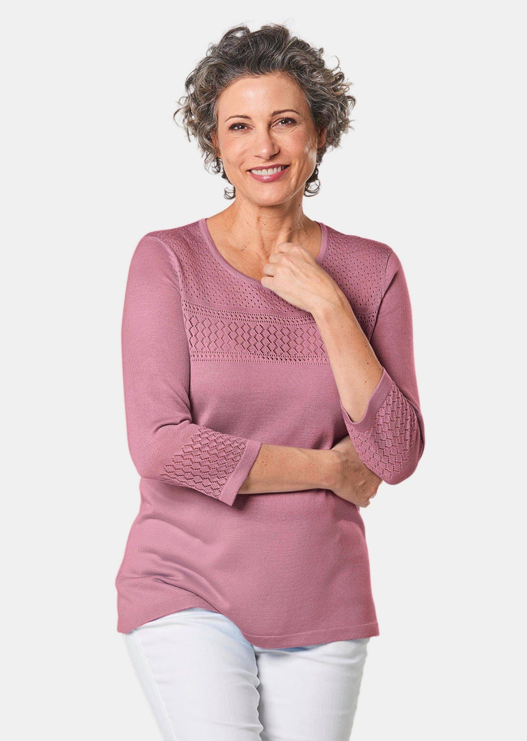 GOLDNER Rundhalspullover »Ajourpullover Pullover mit schönem Ajourmuster«