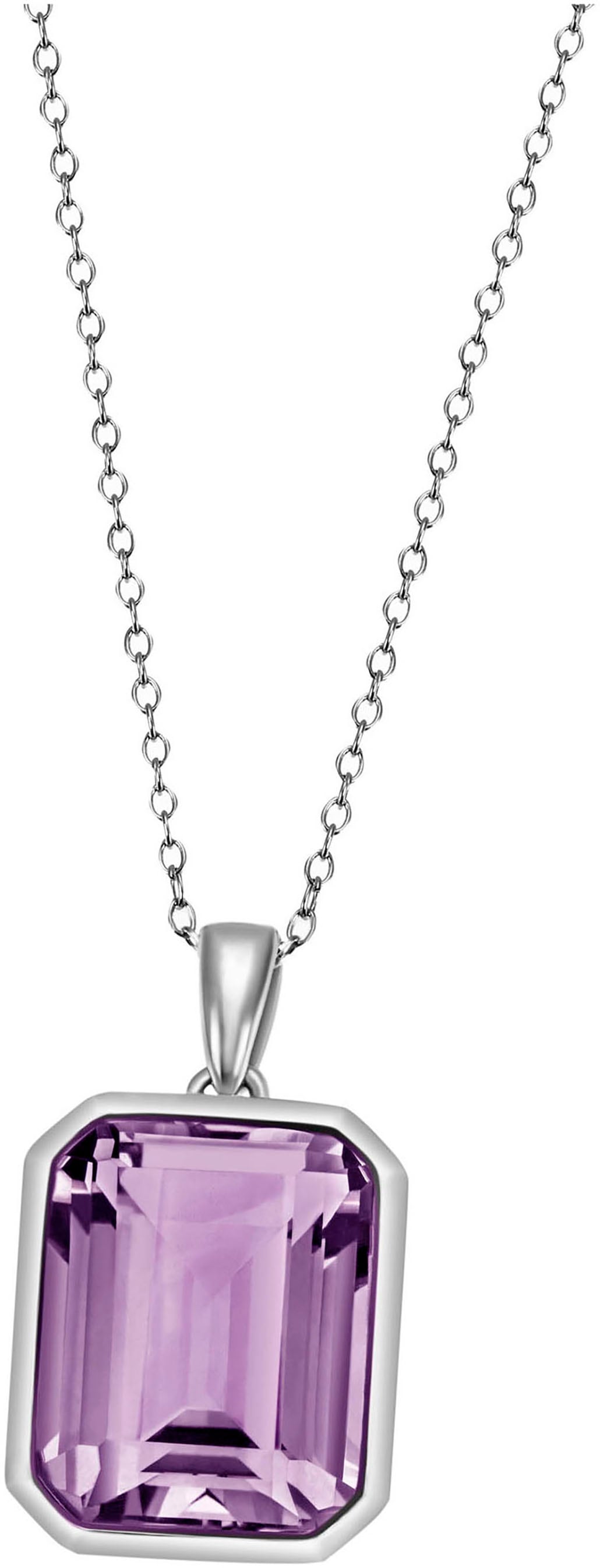 Firetti Kette mit Anhänger »Schmuck Geschenk Silber 925 Halsschmuck Halskette Ankerkette Quadrat«, mit Amethyst oder Topas