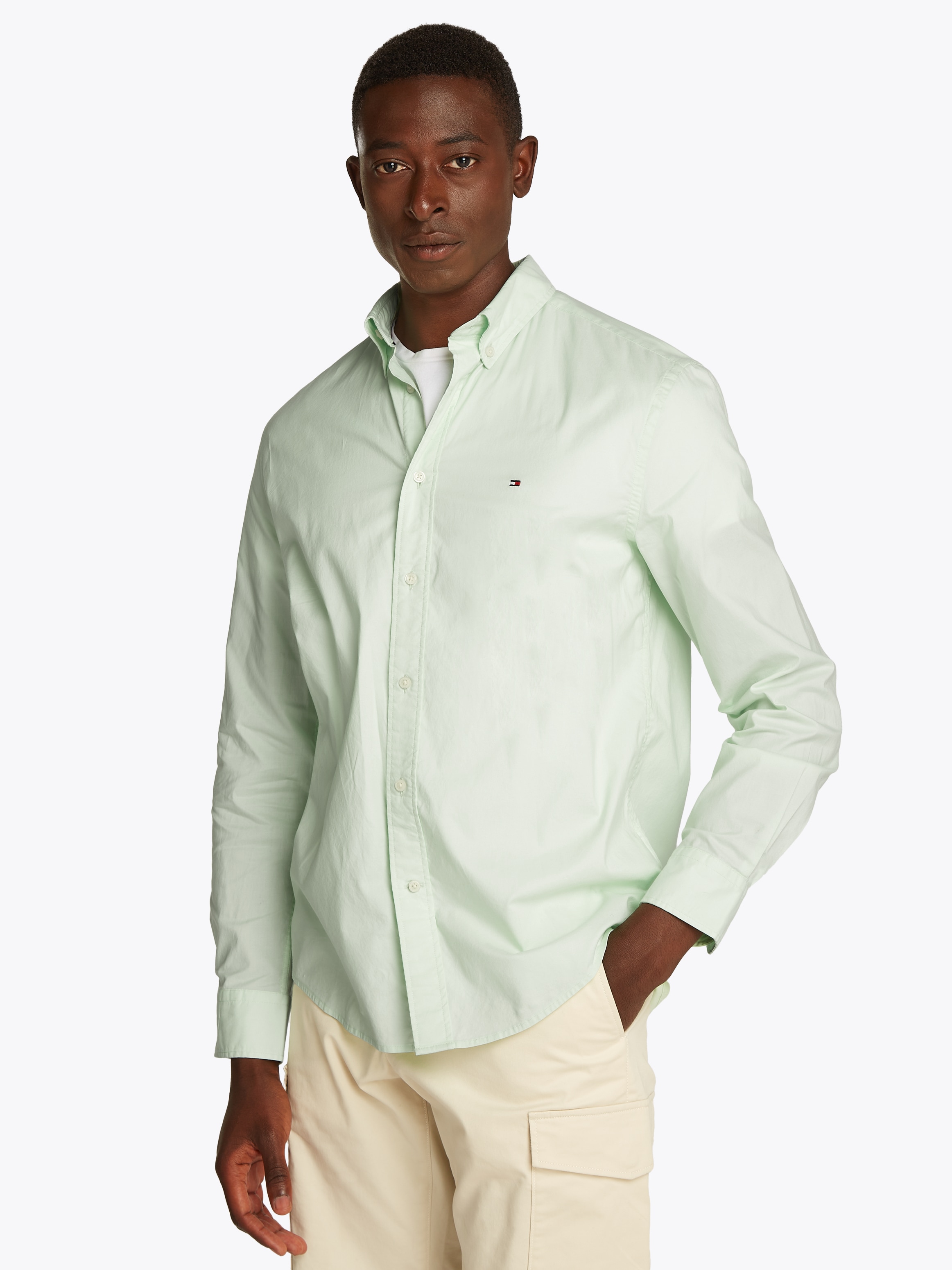 Tommy Hilfiger Businesshemd "FLEX POPLIN SOLID RF SHIRT mit Button-down und günstig online kaufen