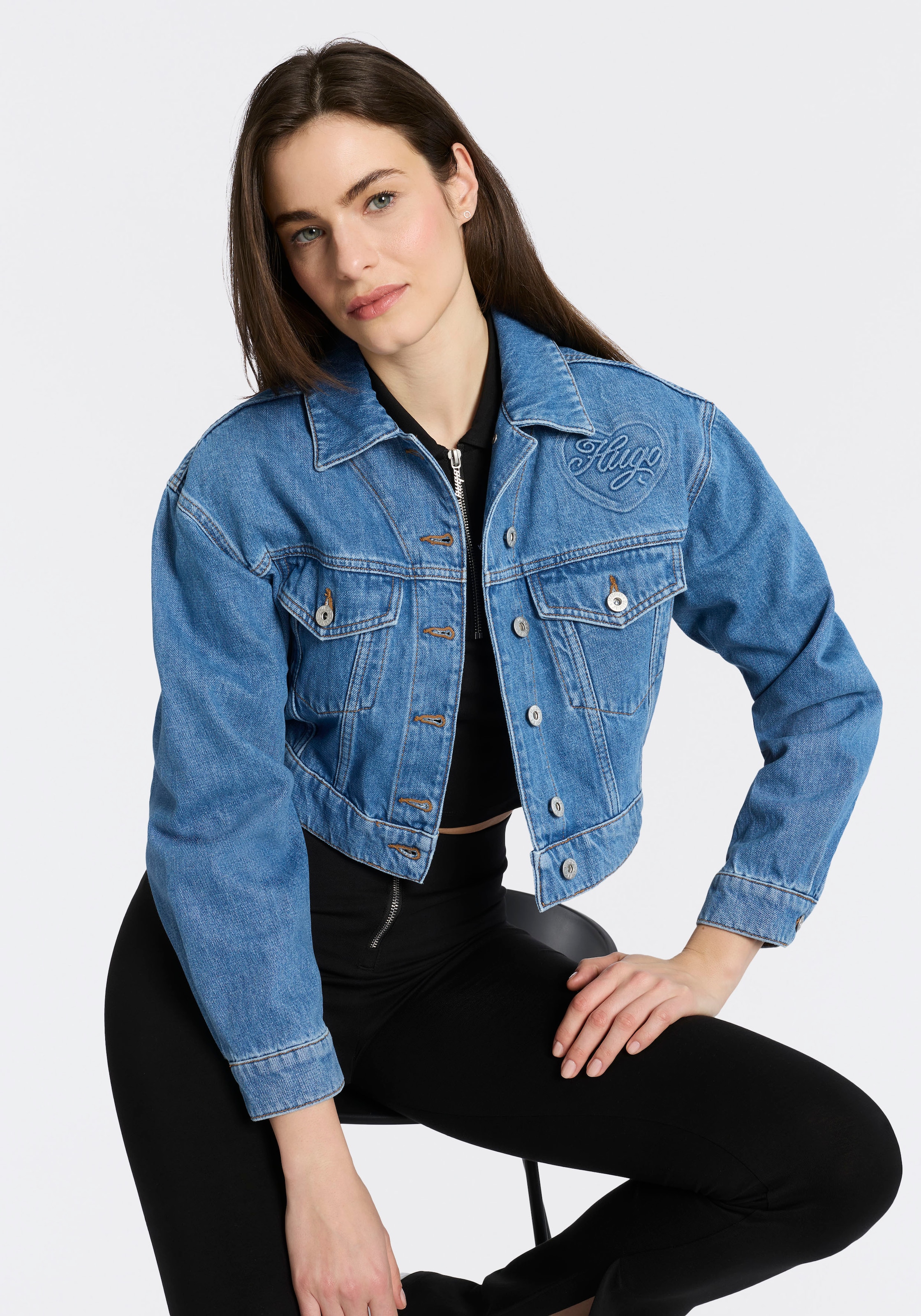 HUGO Blue Jeansjacke "Galatea" in Cropped-Länge günstig online kaufen