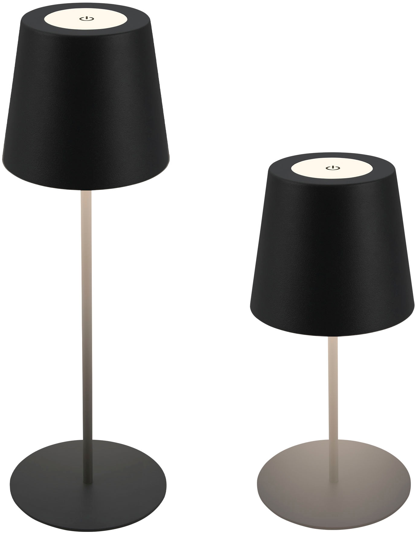 B.K.LICHT Außen-Tischleuchte "BK_TL1595 Akku LED Tischlampe, 3-Stufen Touchdimmer, mit USB", 1, Ø 10,5cm H: 36cm, 1 Stk., schwarz, Leuchten, 2.700 K,