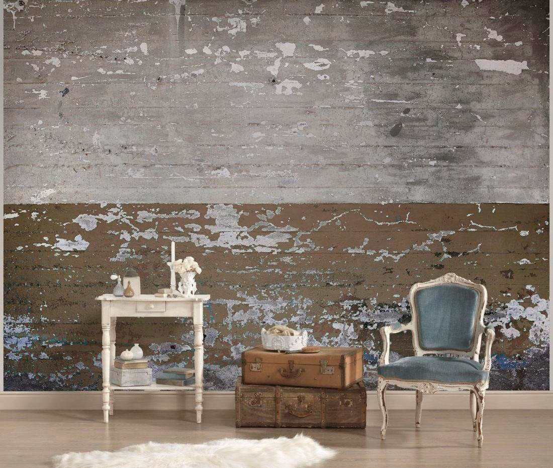 living walls Fototapete »Beton Vintage«, Fototapete Betonwand Grau Beige 3,50 m x 2,55 m Tapete