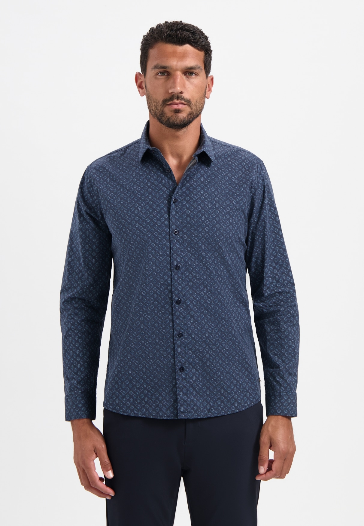 NO EXCESS Langarmhemd "No Excess Stretchhemd mit Print" günstig online kaufen