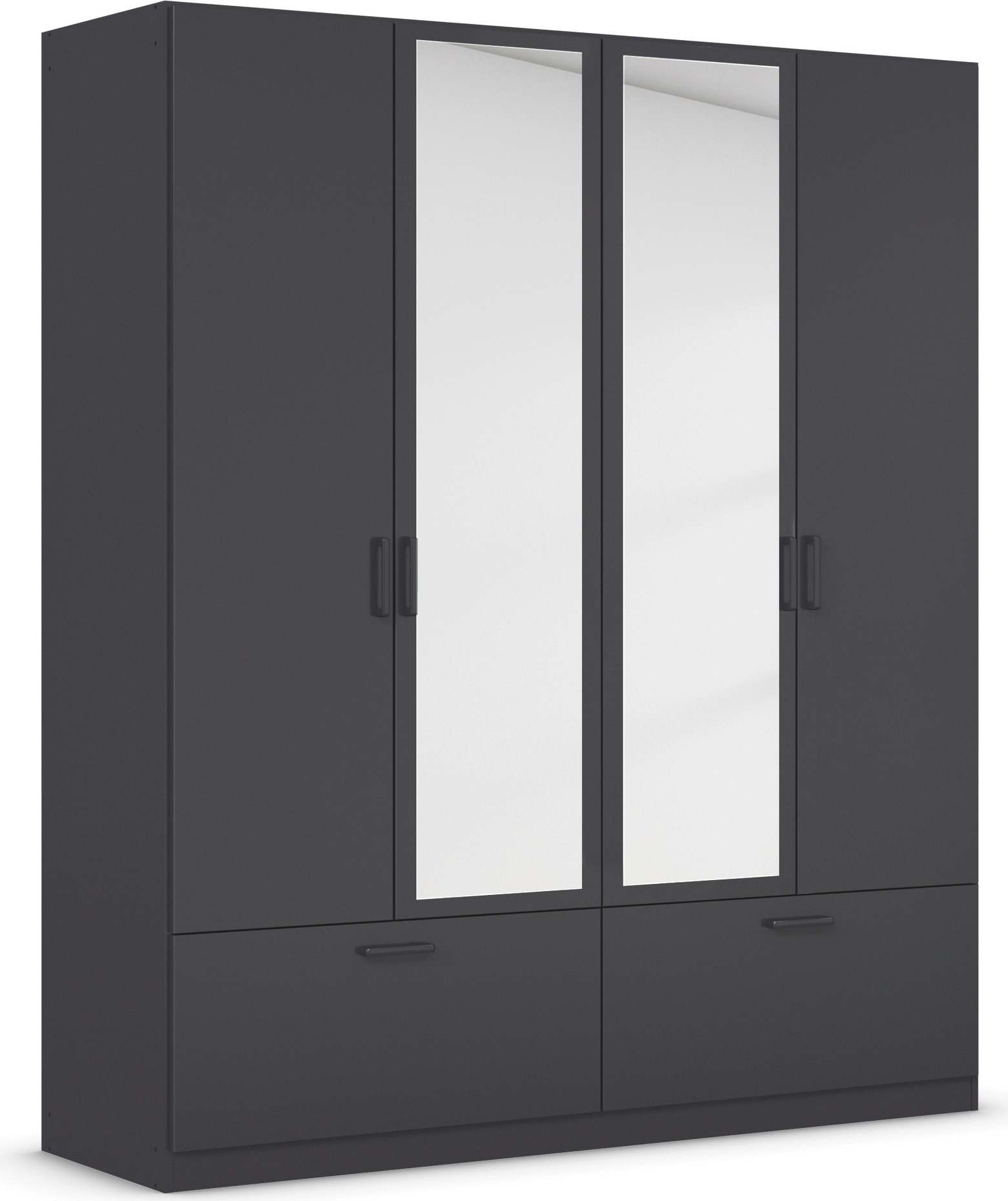 rauch 1100000002199 "Kleiderschrank Schrank Garderobe Wäscheschrank BARI mit Spiegel" mit Schubkästen und modernem Griff in Graumetallic MADE IN GERMANY