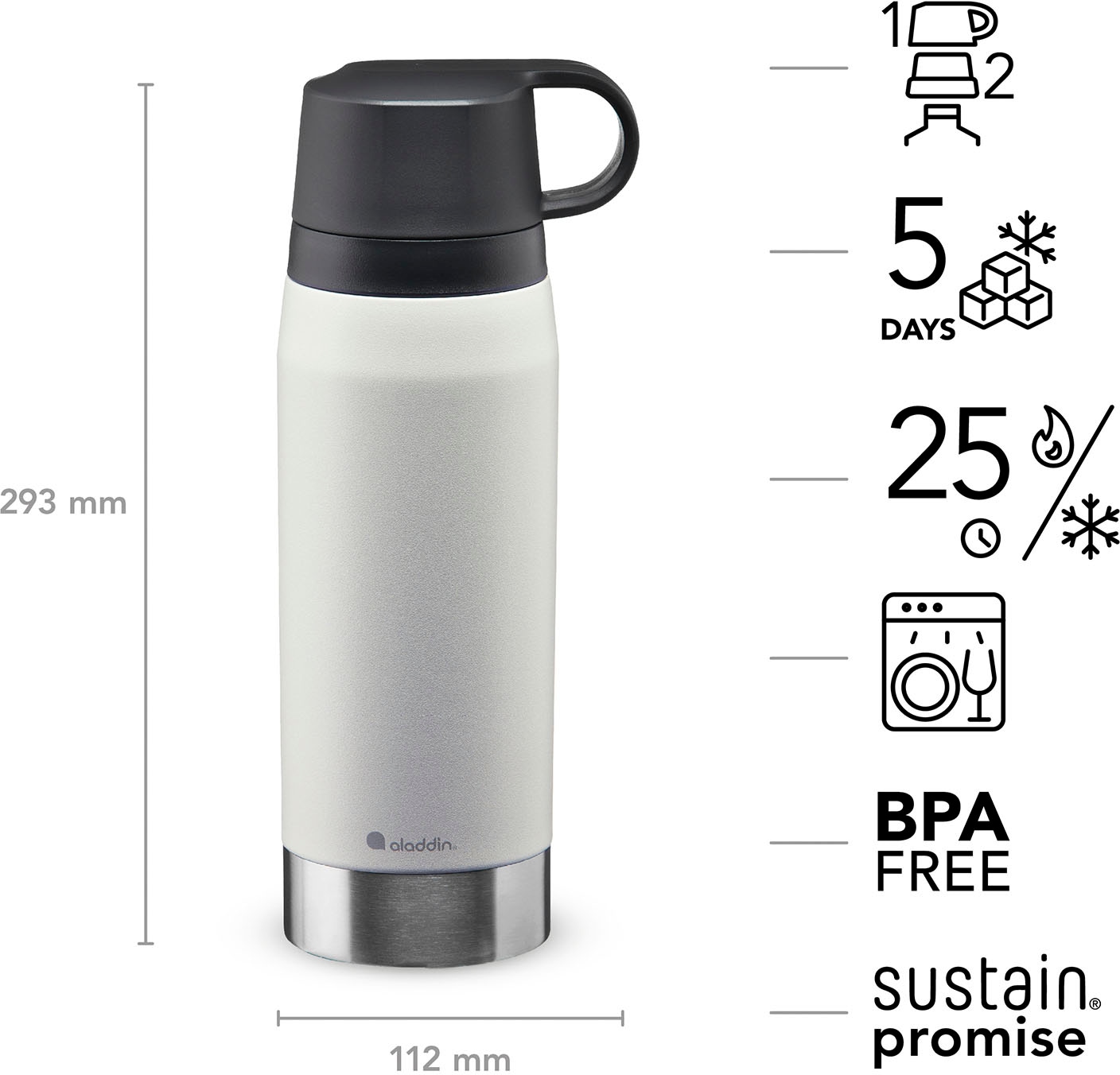 aladdin Thermoflasche »CitzPark Thermavac«, Edelstahl, 1.1 Liter
