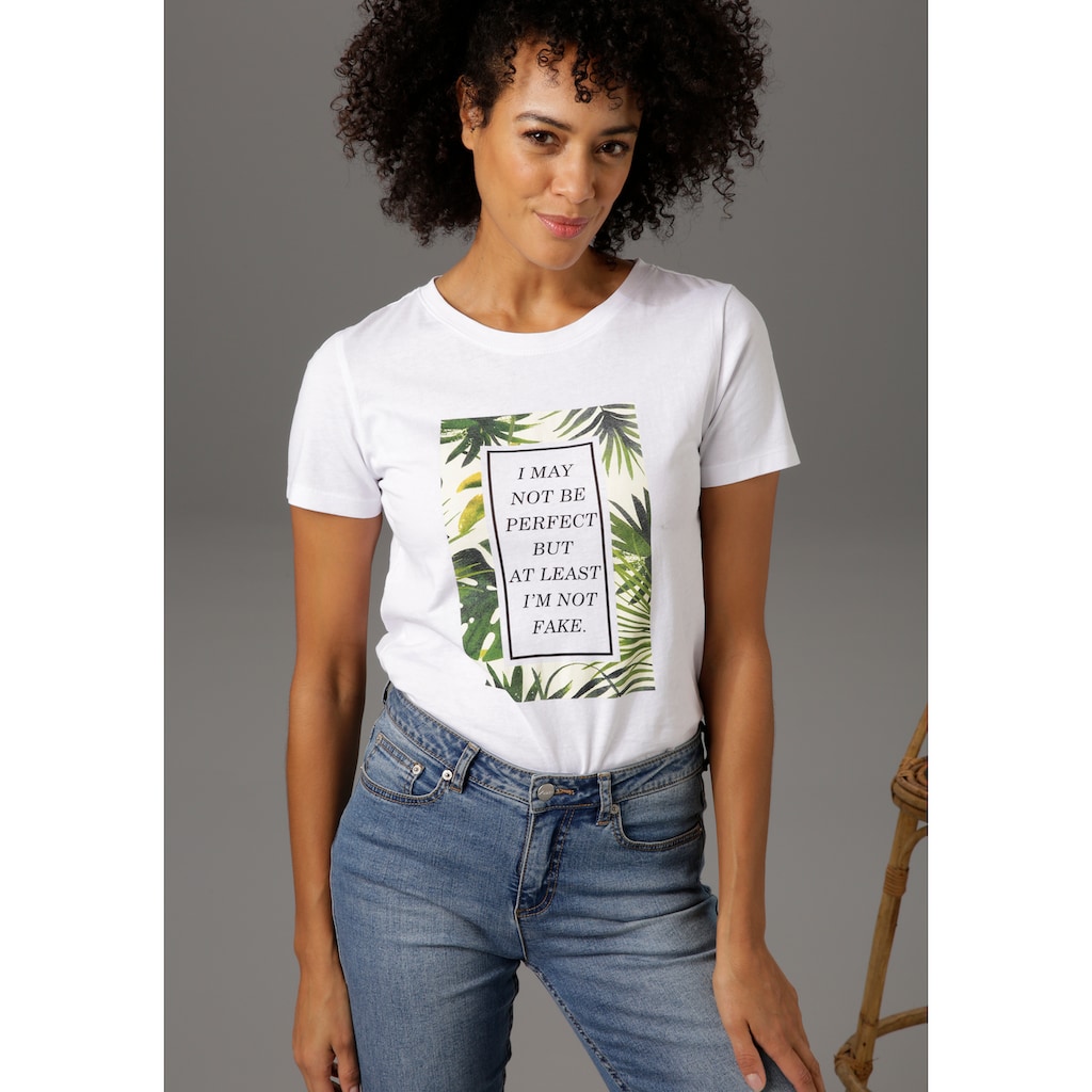 Aniston CASUAL T-Shirt Frontdruck mit Statement-Schriftzug