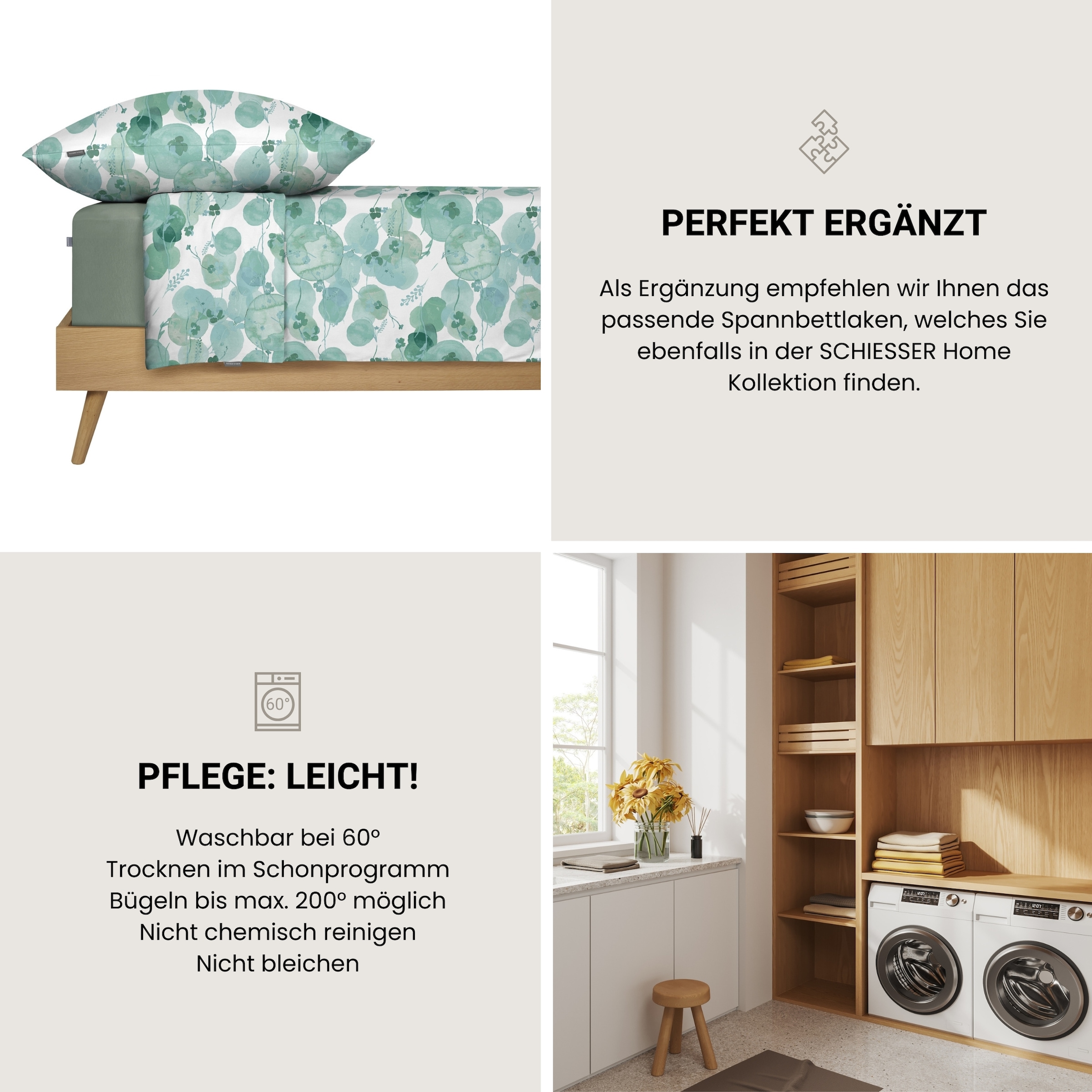 Schiesser Bettwäsche »Mia aus weicher Baumwolle mit floralem Muster« 2 MADE IN GREEN by OEKO-TEX®